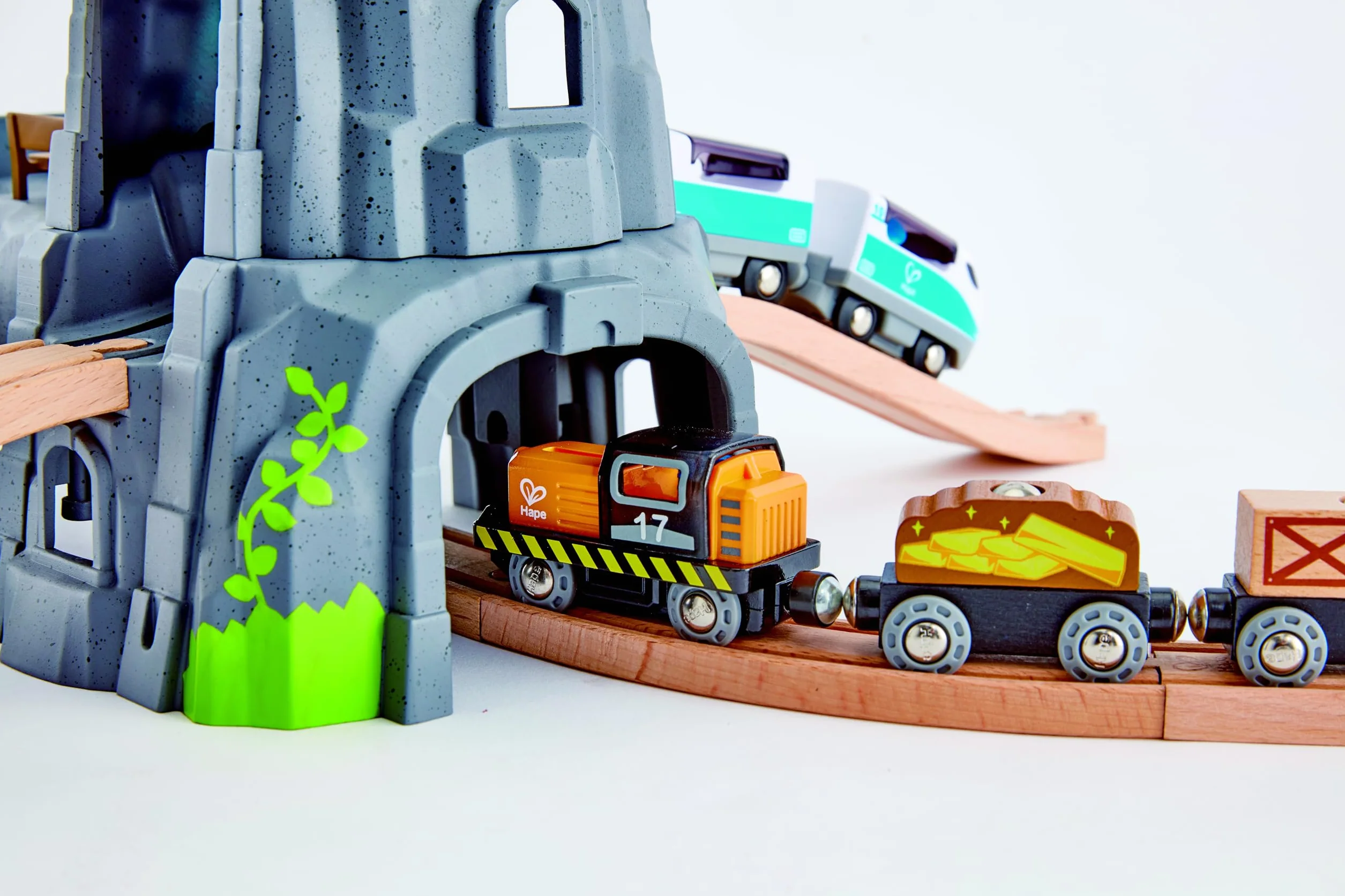 Hape E3739 Light and Sound Mountain Tunnel - Wooden Train Track Accessories