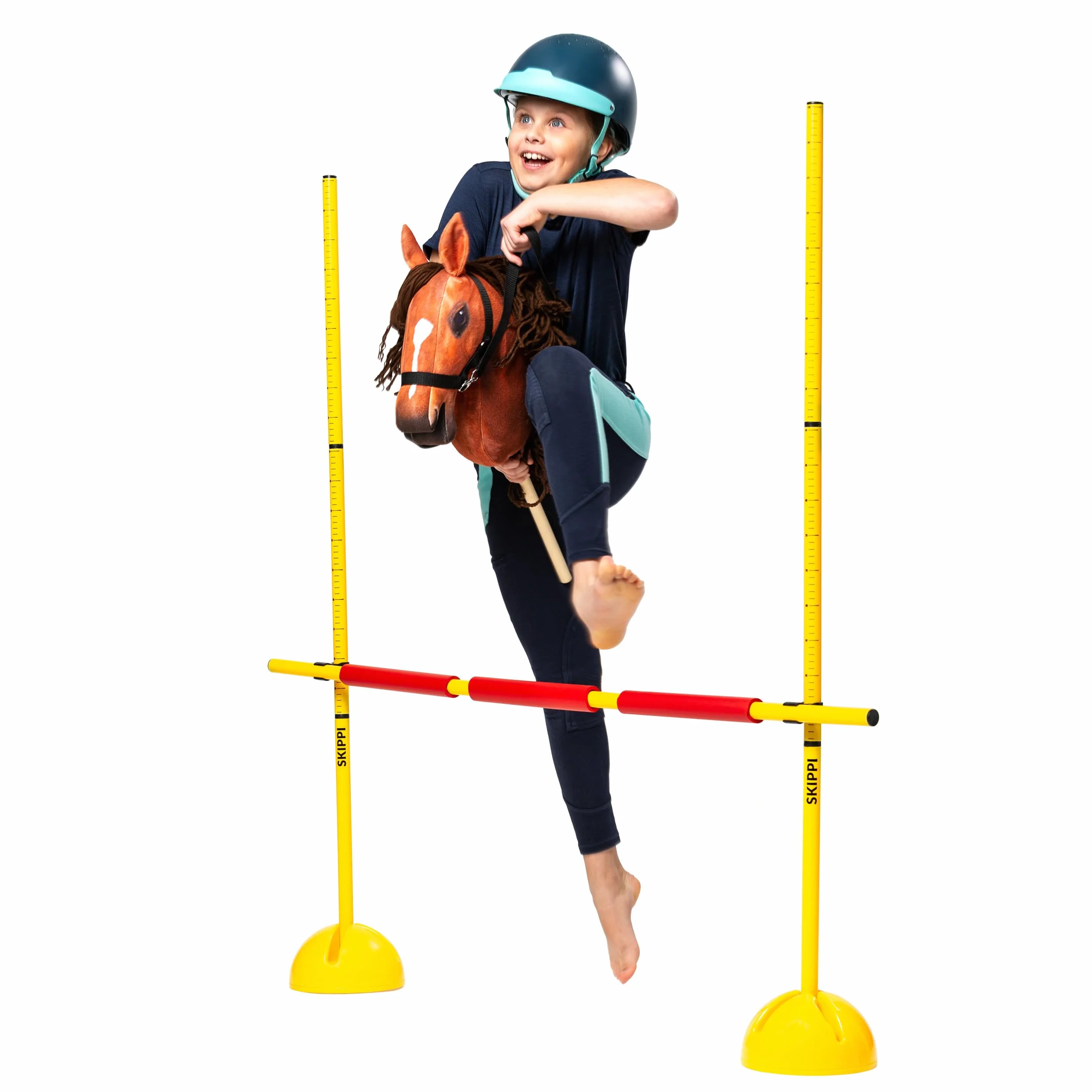 SKIPPI Hobby Horse Bursztyn, Koń na Kiju, Konik na Patyku, Duży A3, Kantar i Wodze w Zestawie, Hobby Horsing, prezent dla Dziewczynki, dla Dziecka