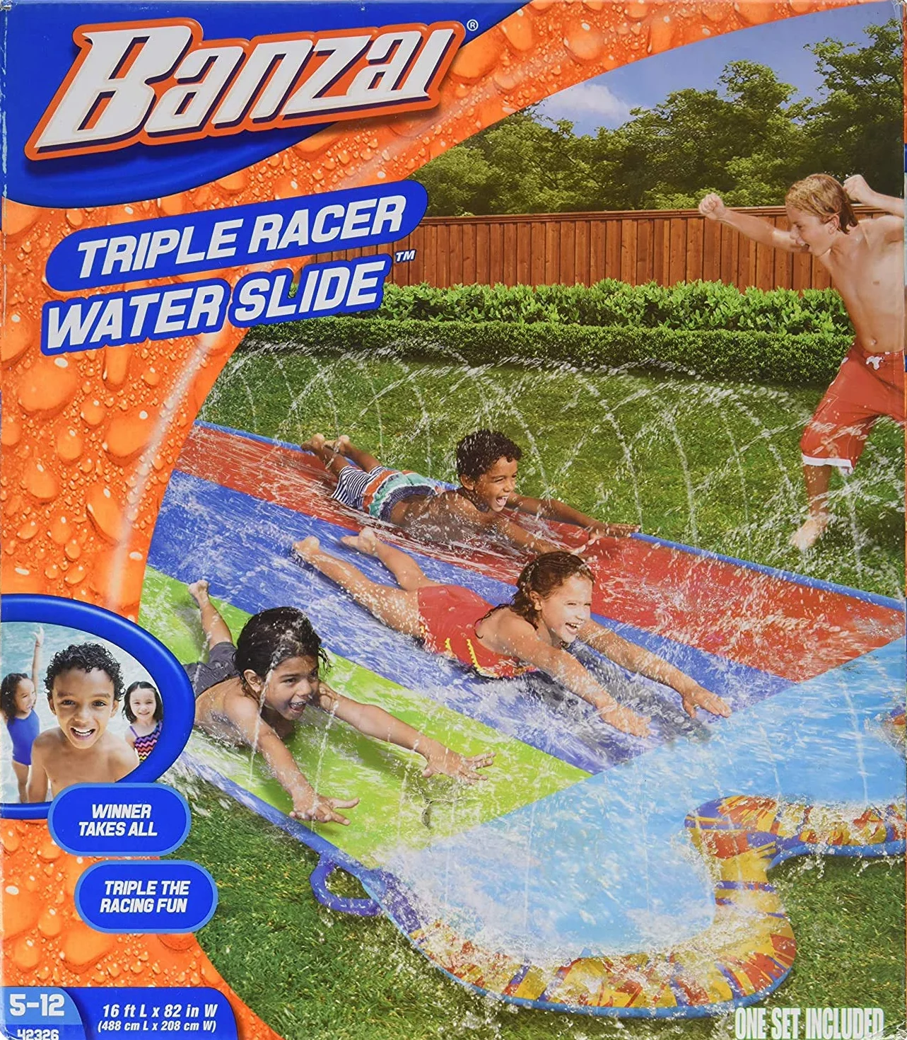 BANZAI Triple Racer zjeżdżalnia wodna 4,9 m 208 cm nadmuchiwana