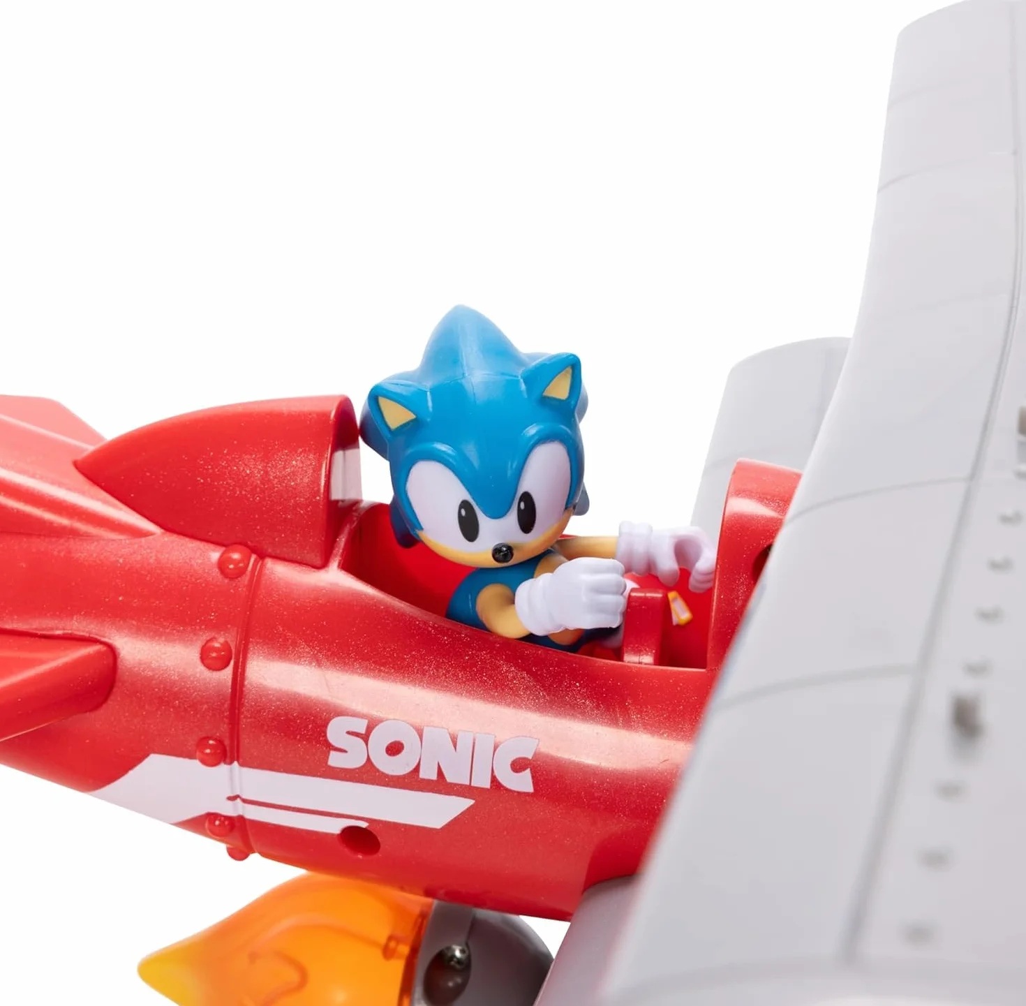 Sonic The Hedgehog Zestaw do zabawy dwupłatowcem Tornado firmy JAKKS Pacific, zawiera 6 cm soniczną figurkę, obracające się śmigło, świecący płomień, 6 efektów dźwiękowych, dynamiczna gra oparta na
