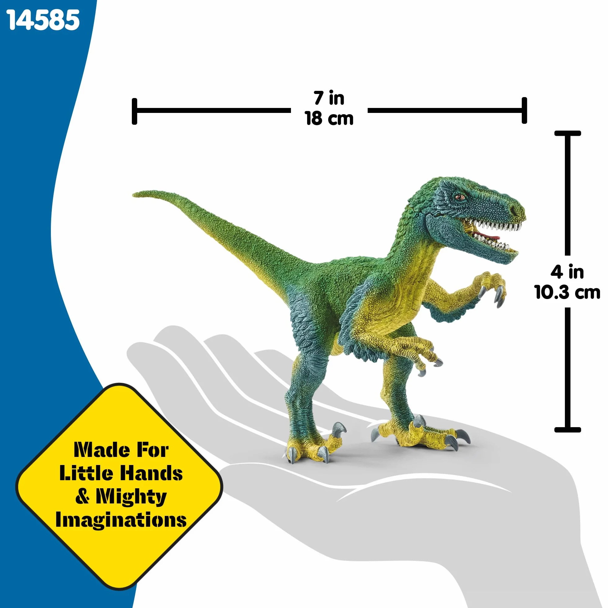 schleich DINOSAURS | Velociraptor 14585 | szczegółowa figurka z ruchomą szczęką i ramionami | świetny prezent dla dziewczynek i chłopców | zabawka dinozaur schleich od 3 lat | 18 x 6 x 10 cm