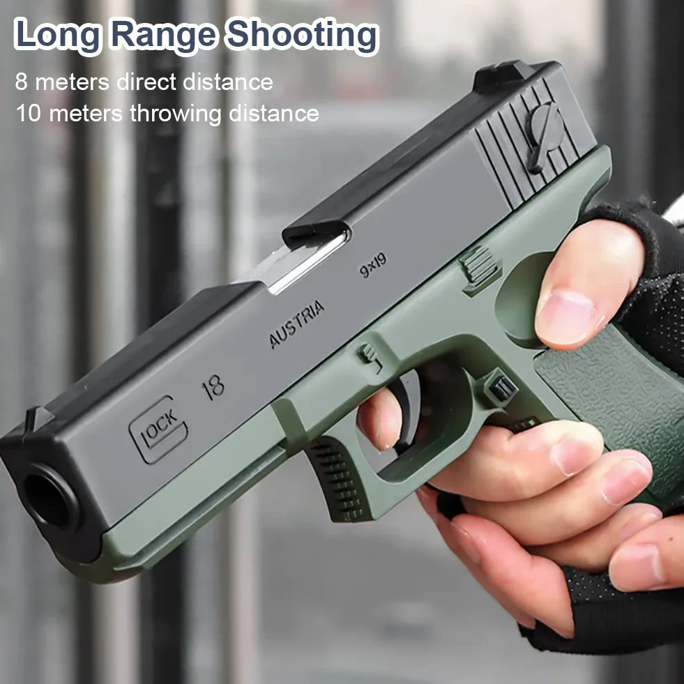Miękki pistolet kulowy, pistolet do zabawy z miękką kulą, pistolet dziecięcy z tłumikiem, do modelu pistoletu dla 12 + prezentów dla dzieci (zielony)