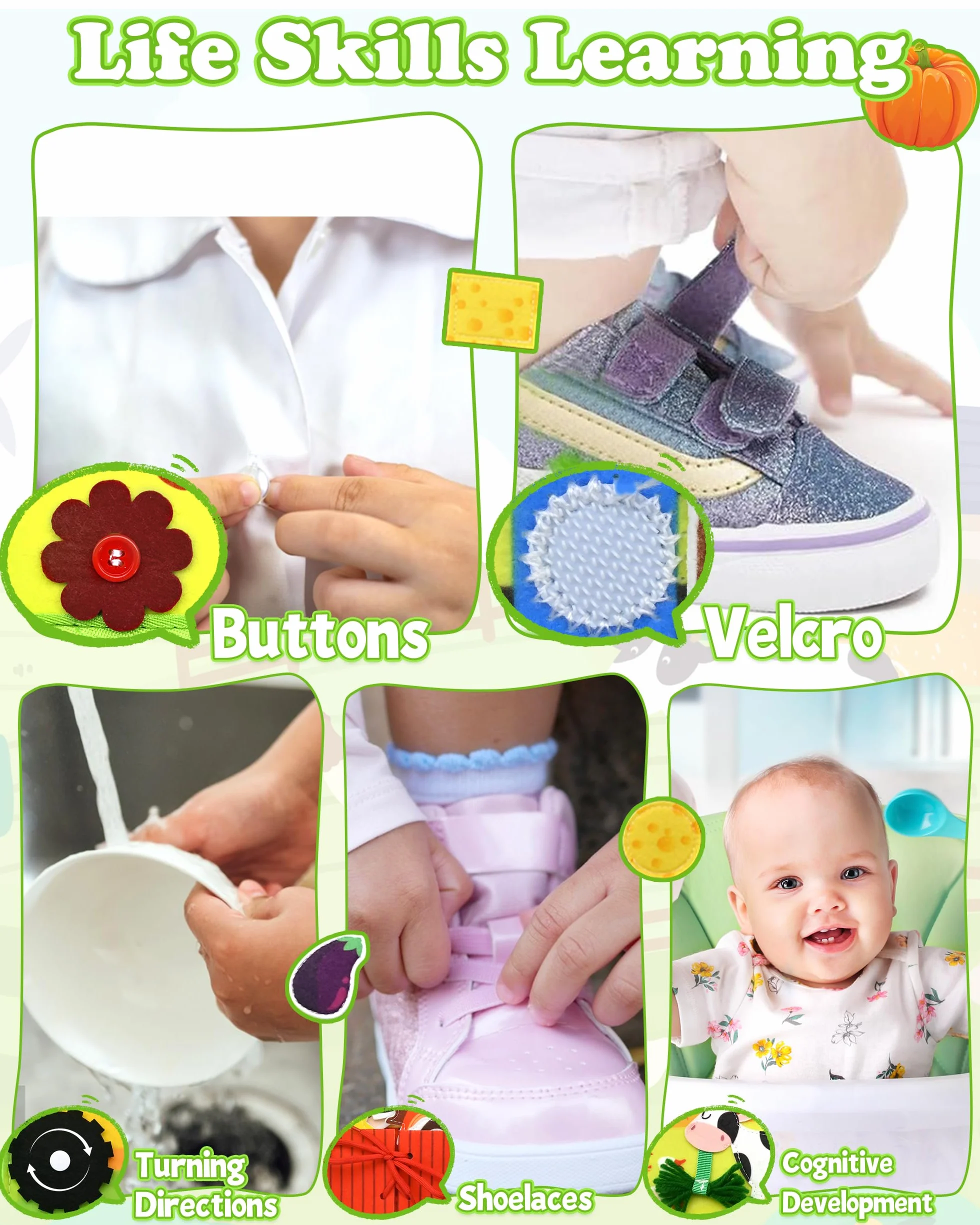 Busy Board Montessori 20 w 1 Quiet Book Activity Board Farma z miękkiego filcu Edukacyjna Zabawka dla Dzieci od 1 2 3 lat