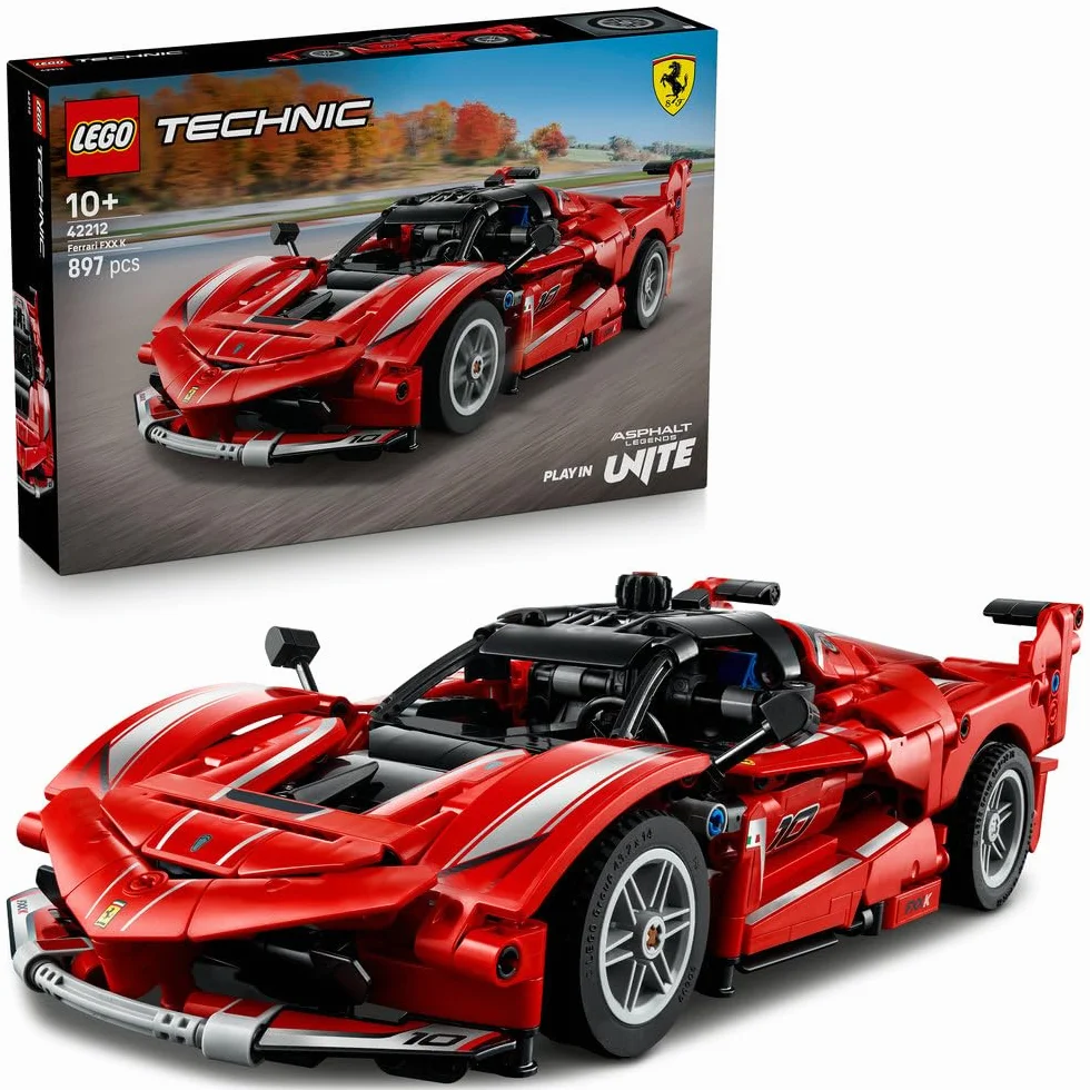 LEGO Technic Ferrari FXX K, model samochodu do składania dla dzieci i fanów motoryzacji, zabawka konstrukcyjna, pomysł na prezent dla 10-latka i dekoracje do pokoju chłopca i dziewczynki 42212