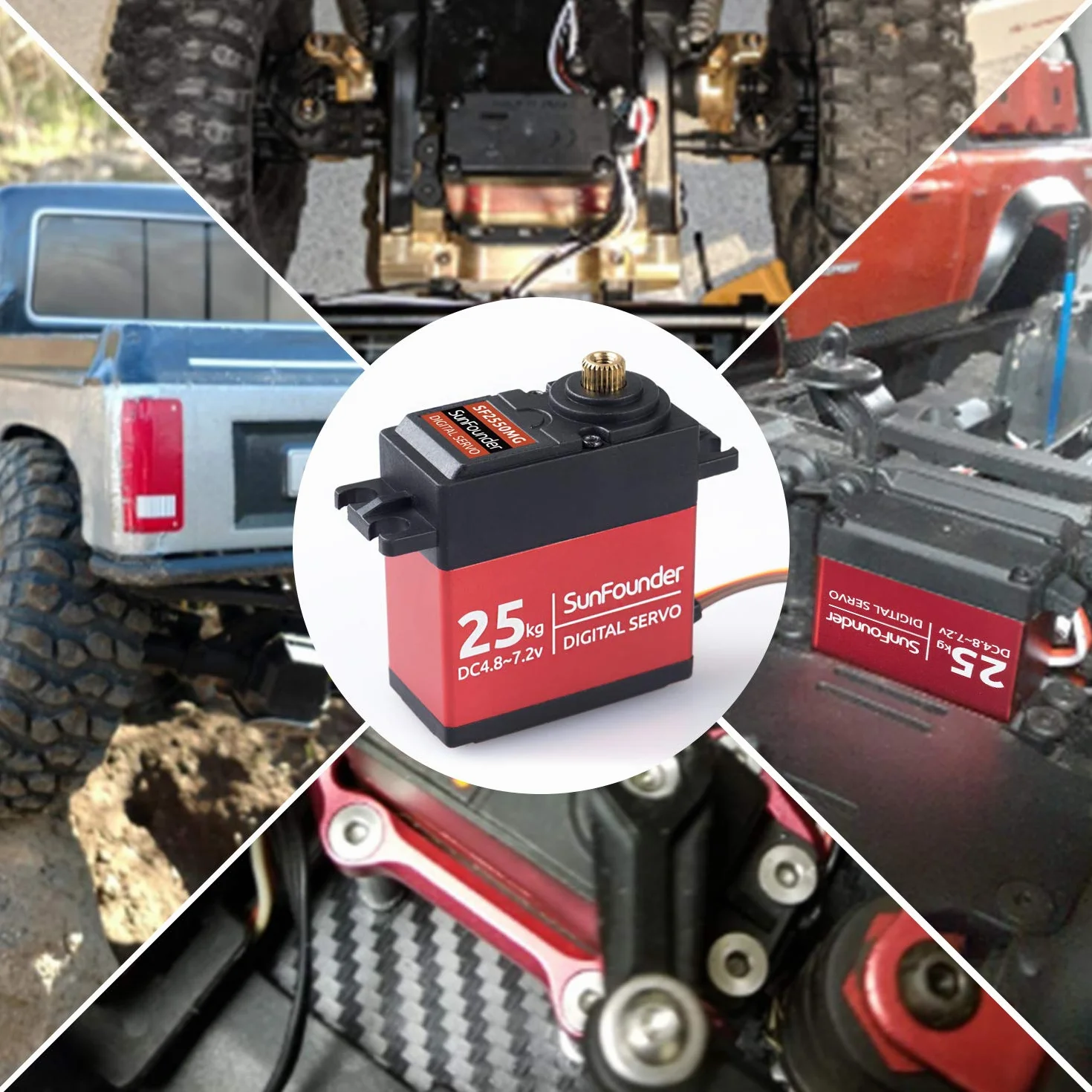 Sunfounder Serwo silnik High Torque 25 kg, DS-S020 metalowa przekładnia, cyfrowy serwo, metalowa obudowa, kąt sterowania 180° do RC Robot Cars, Crawler Robot