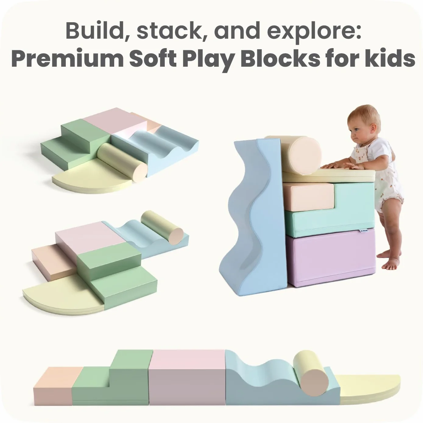 IGLU Soft Play - Miękkie Klocki Piankowe Do Zabawy I Wspinania Się - Idealne Do Raczkowania Ślizgania Budynek Się I Innych Aktywności Fizycznych - 5 kształtów XL