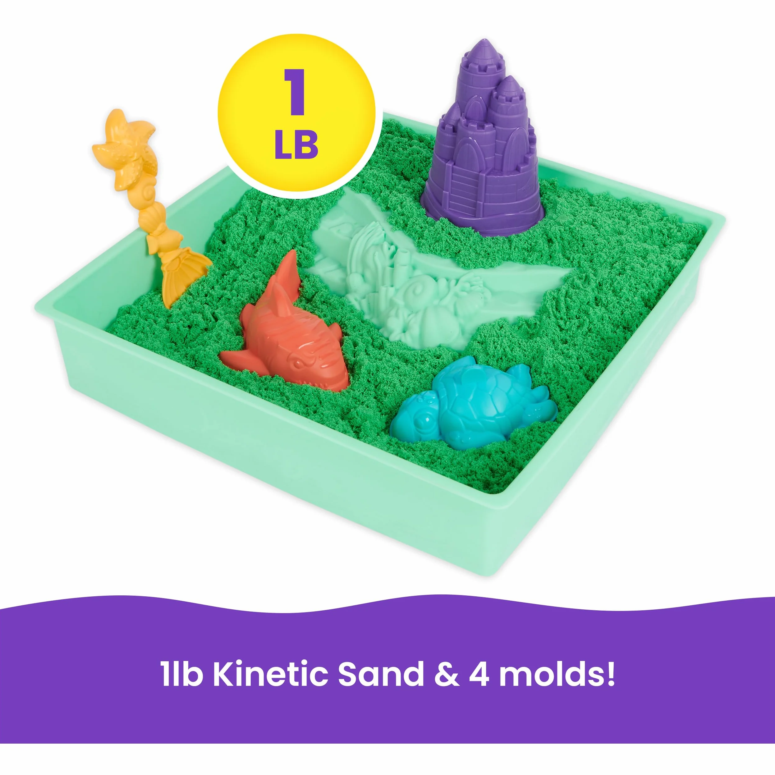 Kinetic Sand - Zestaw piaskownica. Zielony piasek do zabawy