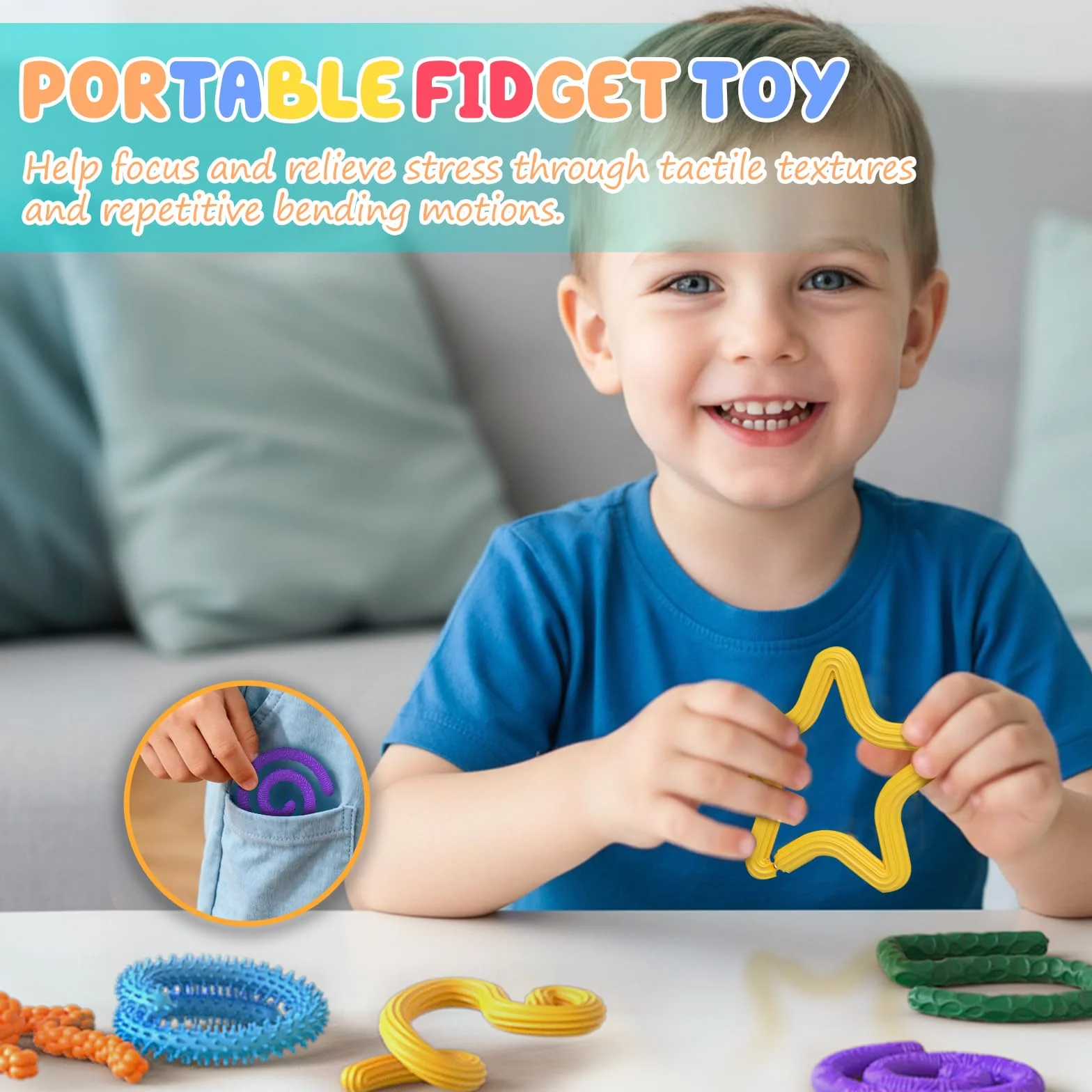 Fidget Toys silikonowy drążek sensoryczny 8P