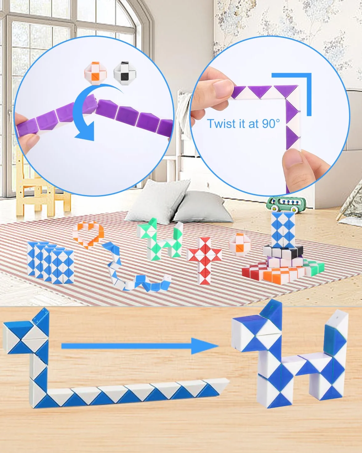 30 sztuk 24 klocki magiczne kostki węża,magiczny wąż,Prezent urodzinowy dla dzieci,zabawka dla dzieci,mini skręcane puzzle kostki,inteligencja,upominki na przyjęcie urodzinowe