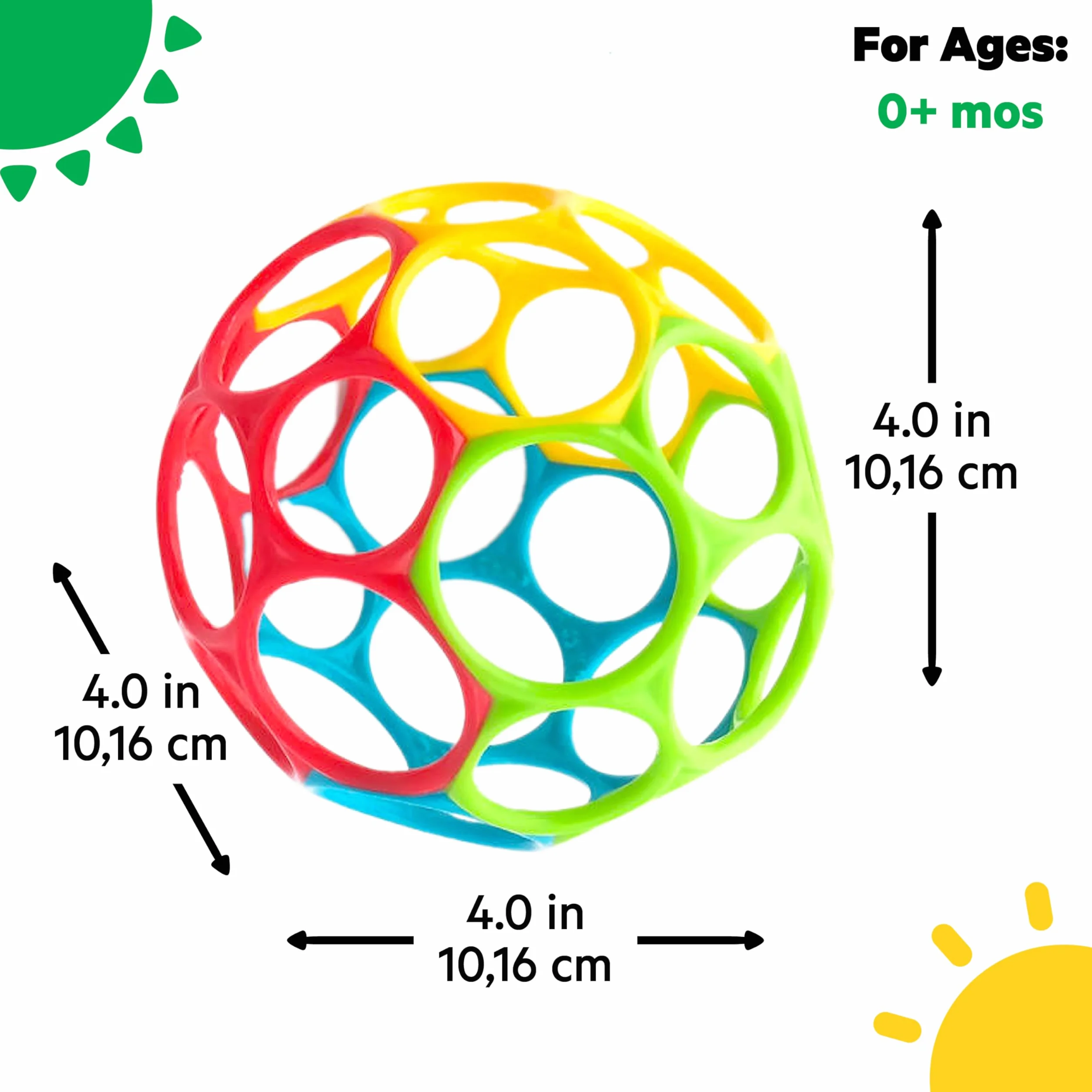 Bright Starts Easy-Grasp Oball Bundle zestaw prezentowy – Grasp the Day, piłka i grzechotka - zestaw 2 sztuk, nie zawiera BPA, unisex, nowożeńcy +
