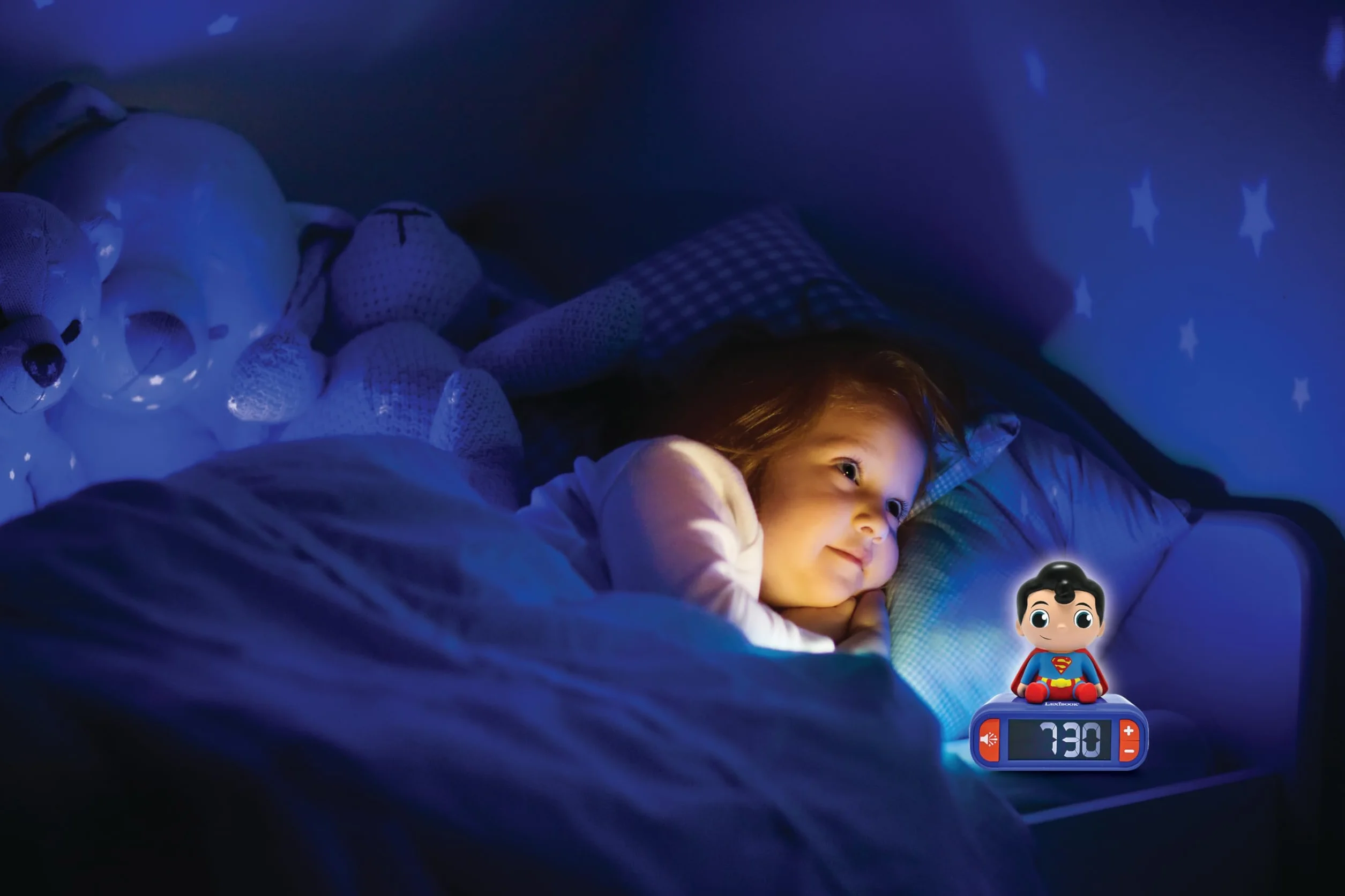 Lexibook, Superman, Budzik z lampką nocną Superman, Dźwięki i melodie, Podświetlany ekran LCD, Świetlny, Drzemka, RL800SU