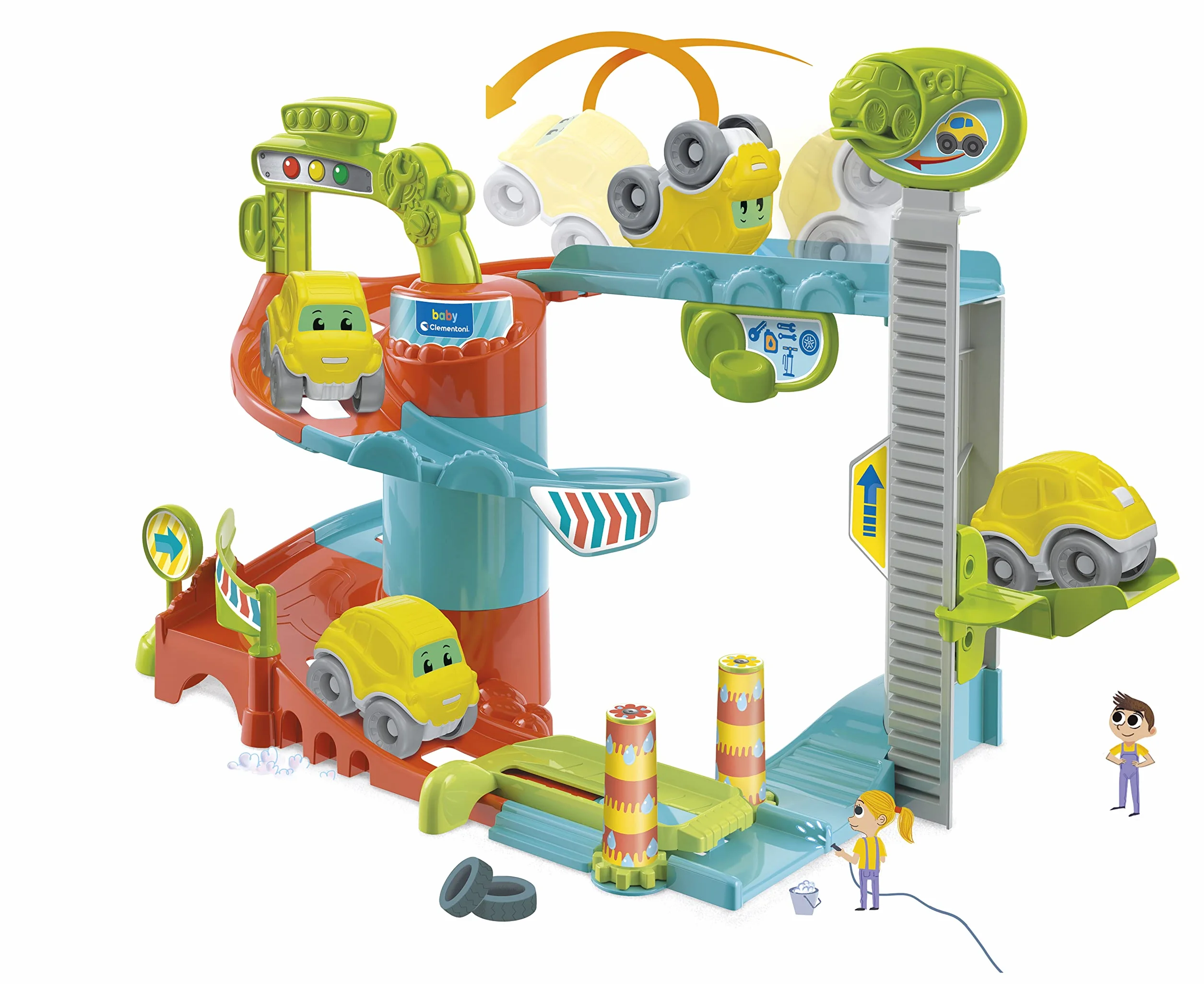 Clementoni - Fun Garage Baby Track zestaw do zabawy, wielokolorowy, 17404