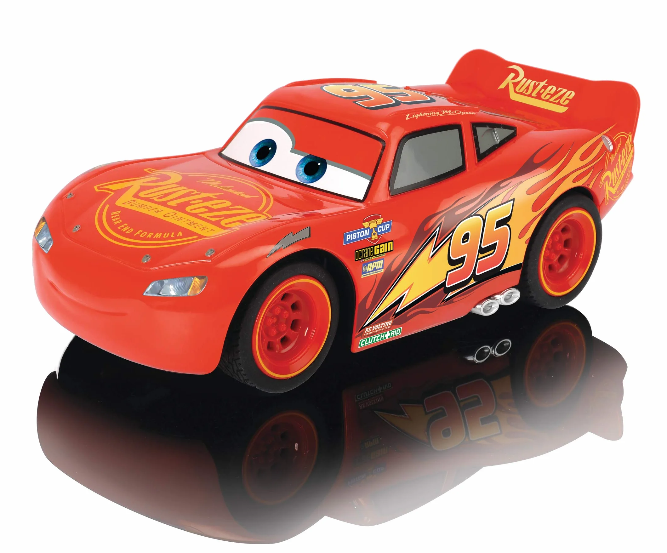 Jada Toys Disney Auta Cars Zygzak McQueen samochód zdalnie sterowany z funkcją turbo, Oficjalny licencjonowany pojazd i 2-kanałowy pilot, funkcja ładowania USB, skala 1:24, 17 cm, dla dzieci od 3 lat