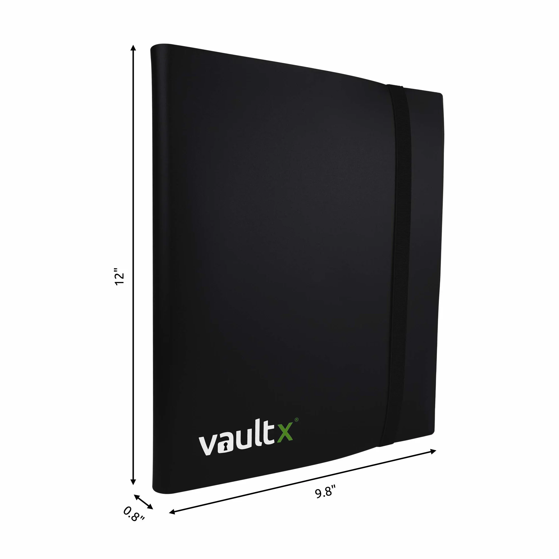Vault X 9-kieszeniowy segregator na karty kolekcjonerskie z paskiem, 360 kart, wersja standardowa, 20 stron bocznie ładowanych, folder na gry kolekcjonerskie, sportowe, TCG (Czarny)