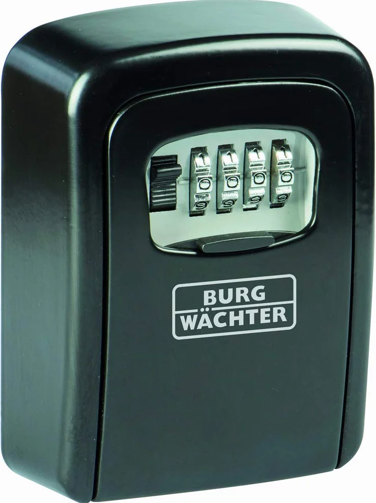 BURG-WÄCHTER Sejf na klucz z szyfrem czterocyfrowym do użytku zewnętrznego i wewnętrznego, Bezpieczny, Duży, Montaż ścienny, Key Safe 40 SB, Czarny