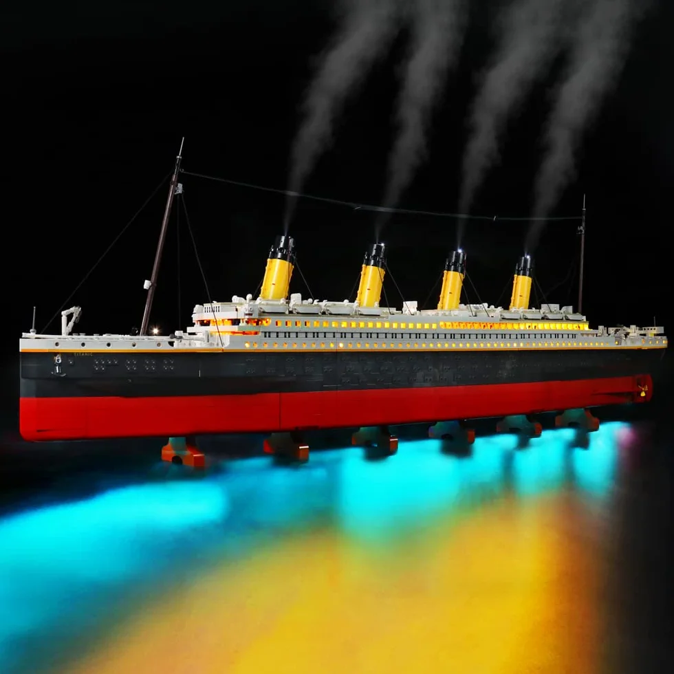 BrickBling Zestaw oświetleniowy LED, kompatybilny z zestawem klocków Lego Creator Expert Titanic 10294 (bez modelu), zestaw oświetleniowy DIY do statku Titanic dla 10294 – wersja ulepszona