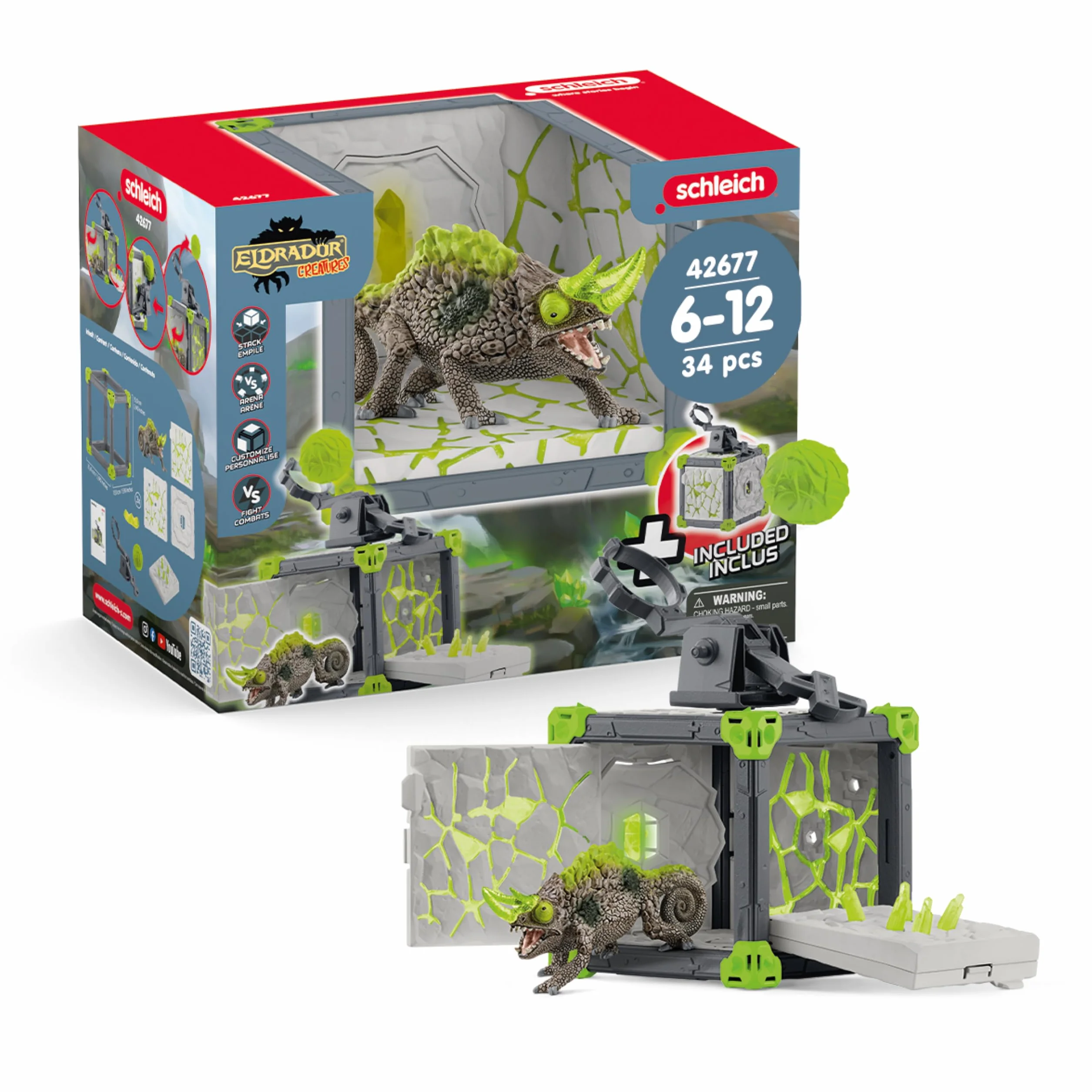 schleich 42677 Kamienny Kameleon z Jaskini Bitewnej., od 7 lat, ELDRADOR CREATURES - Zestaw do zabawy, 34 kawałki