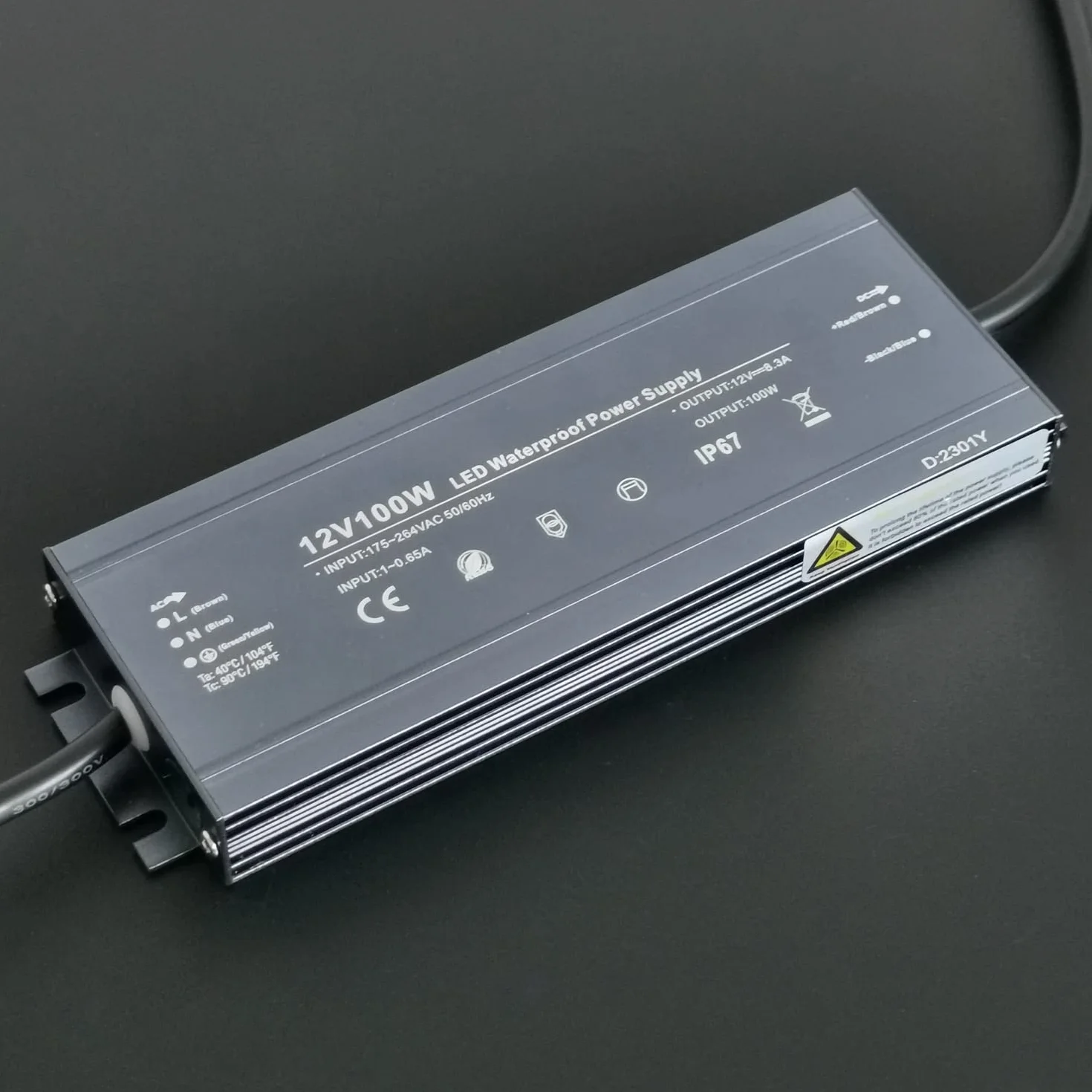 Zasilacz LED 12V 100W, Wodoszczelny Transformator IP67 230V do 12V, Zasilacz 12V 100W do Taśm LED, Lampy, Transformator 12V 8,5A