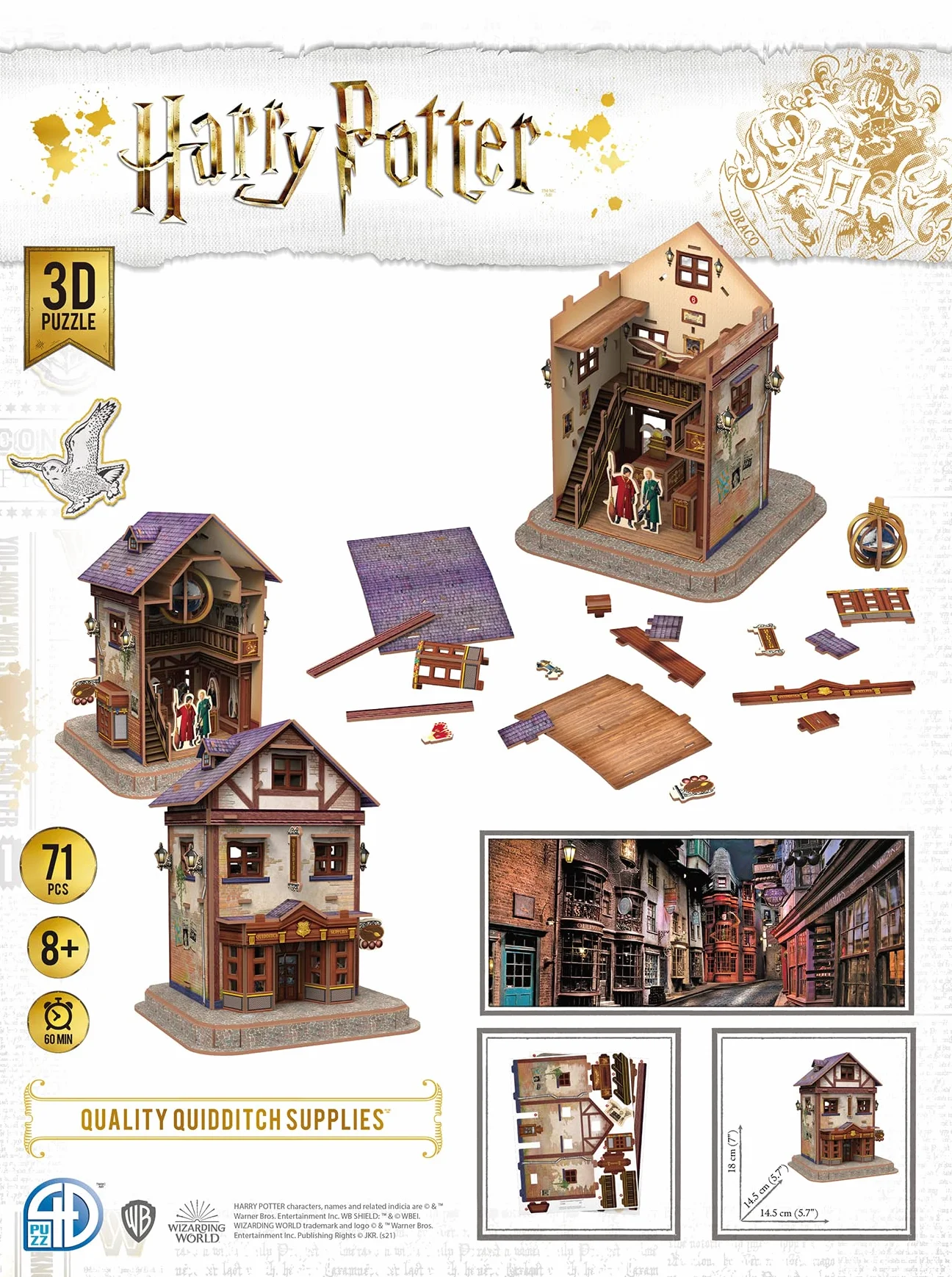 Asmodee - HARRY POTTER - Puzzle 3D ze sklepu z akcesoriami do quidditcha - wierne odwzorowanie - Dla dzieci od 8 lat - 1 gracz - 120 minut czasu - wciągająca kreatywna rozrywka - wersja francuska
