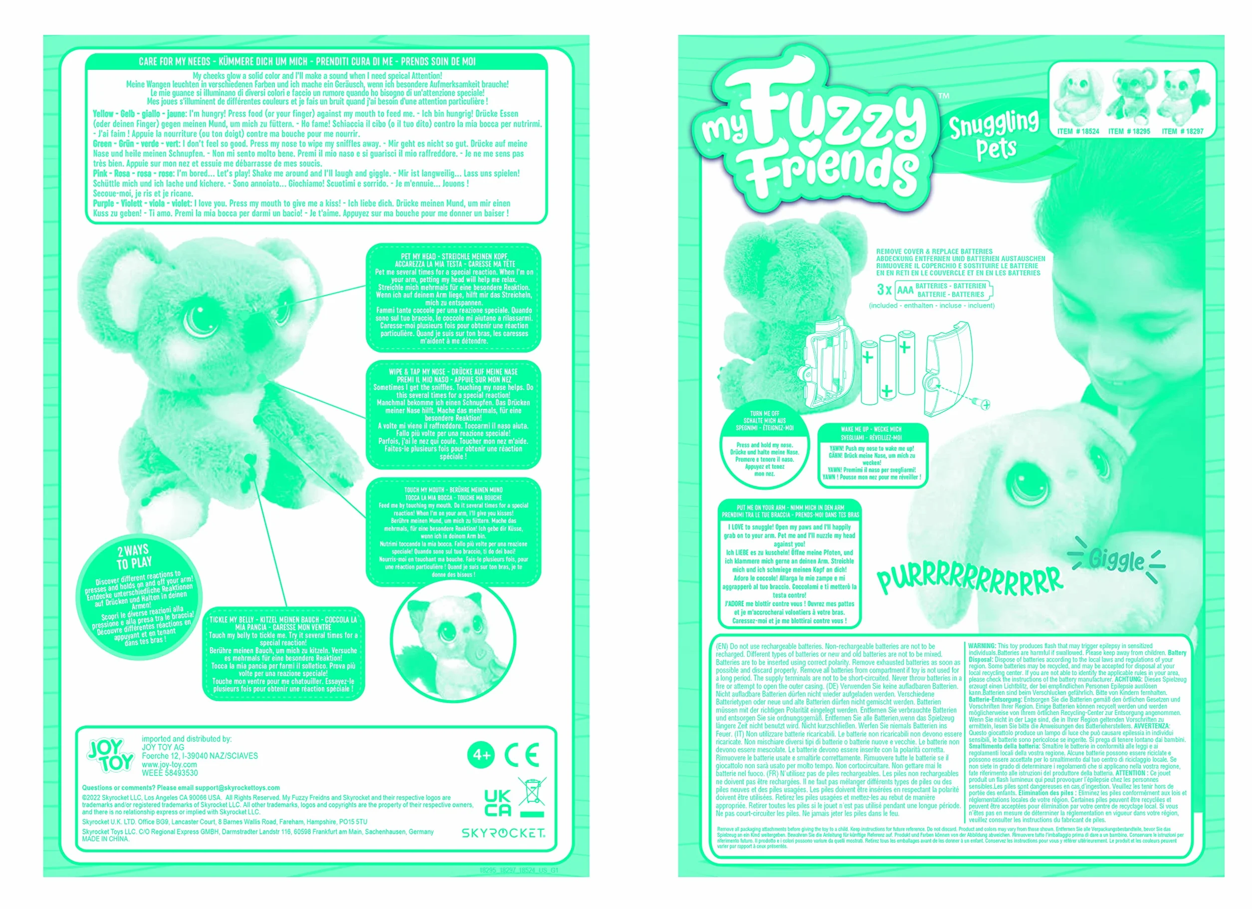 Joy Toy Fuzzy Friends interaktywny pluszowy koala w opakowaniu na prezent 22,7 x 13,5 x 25,4 cm
