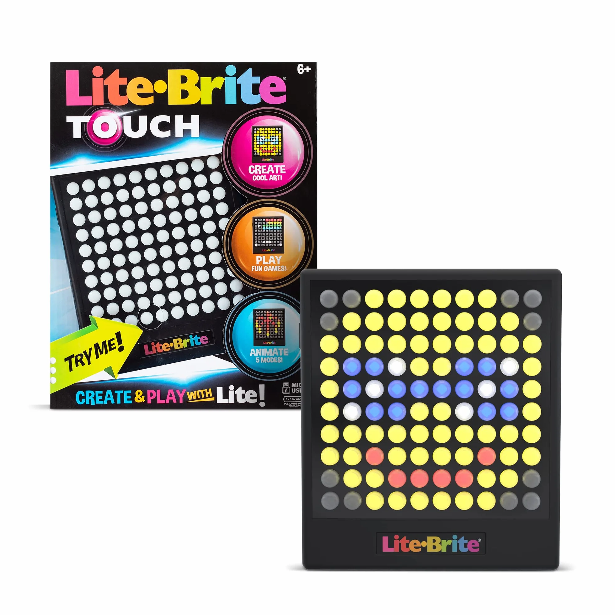 Lite-Brite Touch - Create, Play and Animate - Light Up Portable Stem Sensory Learning Toy, Creative Art Stem Toy for Girls, Boys, Unisex, Toddler, Holiday, Birthday, Gift, Ages 6+