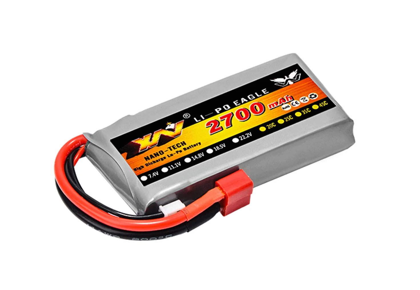7,4 V 2700 mAh 2S bateria zamienna do WLTOYS 12428 1/12 RC Car Grey z wtyczką T
