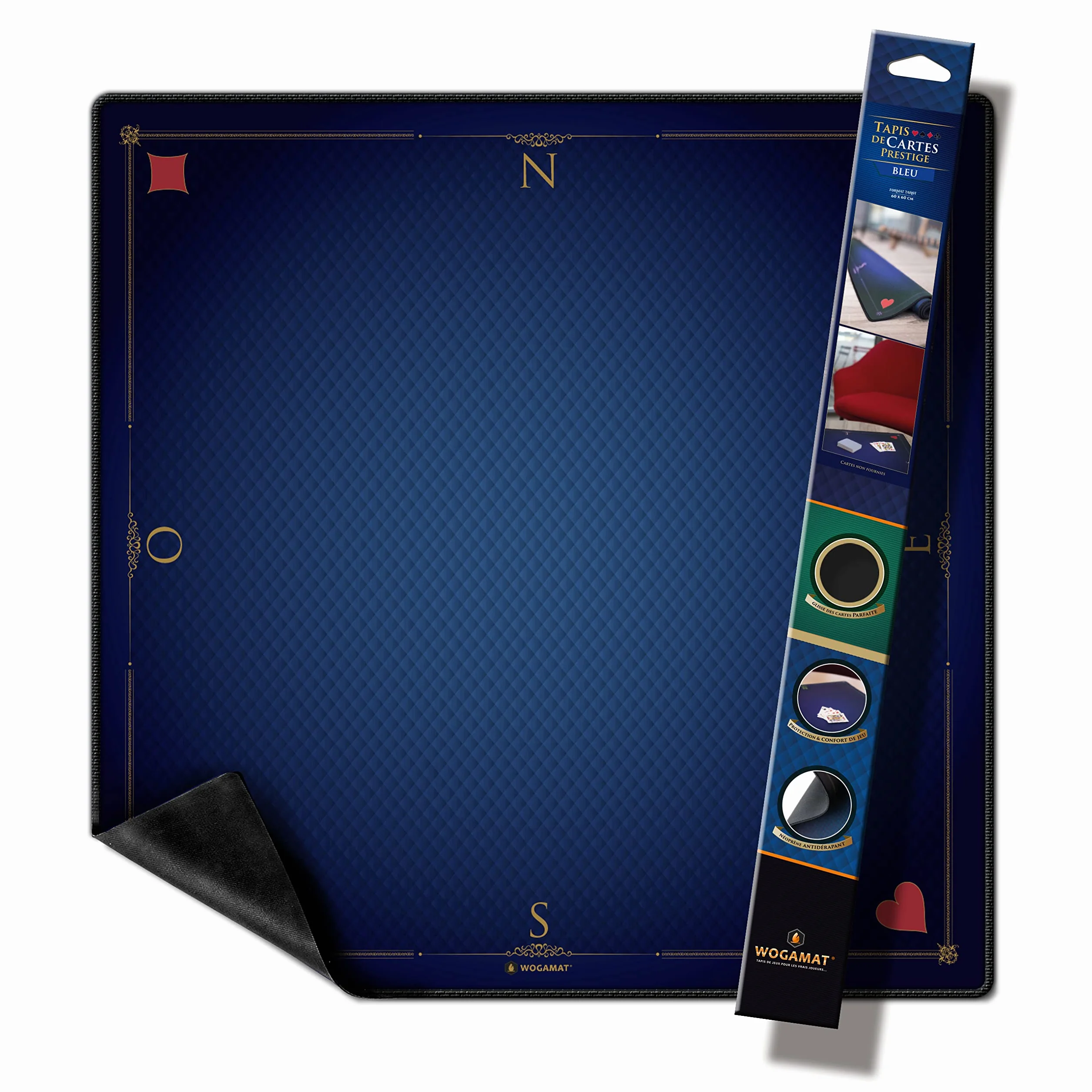 Mata na karty do gry 60x60 cm niebieska antypoślizgowa neopren WOGAMAT