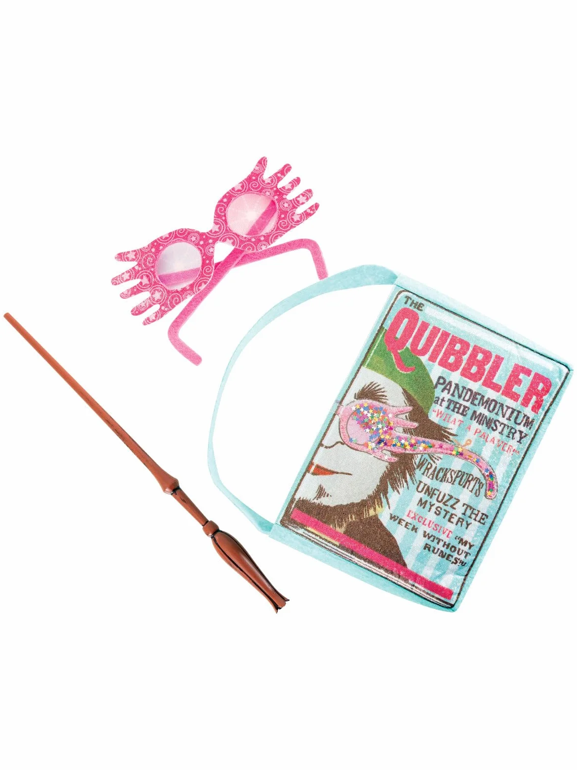 Rubies Zestaw akcesoriów Luna Lovegood dla dorosłych i dzieci, torba z różdżkami i okularami, oficjalny Warner Harry Potter na karnawał, Halloween, Boże Narodzenie i urodziny