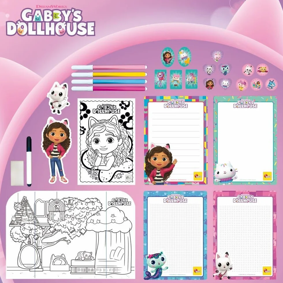 Lisciani giochi - GABBY'S DOLLHOUSE - plecak szkolny do kolorowania i rysowania - dla dzieci od 4 lat - z pisakami filcowymi, kredkami i kolorowymi stronami - Gabby's Dollhouse Ręczna aktywność