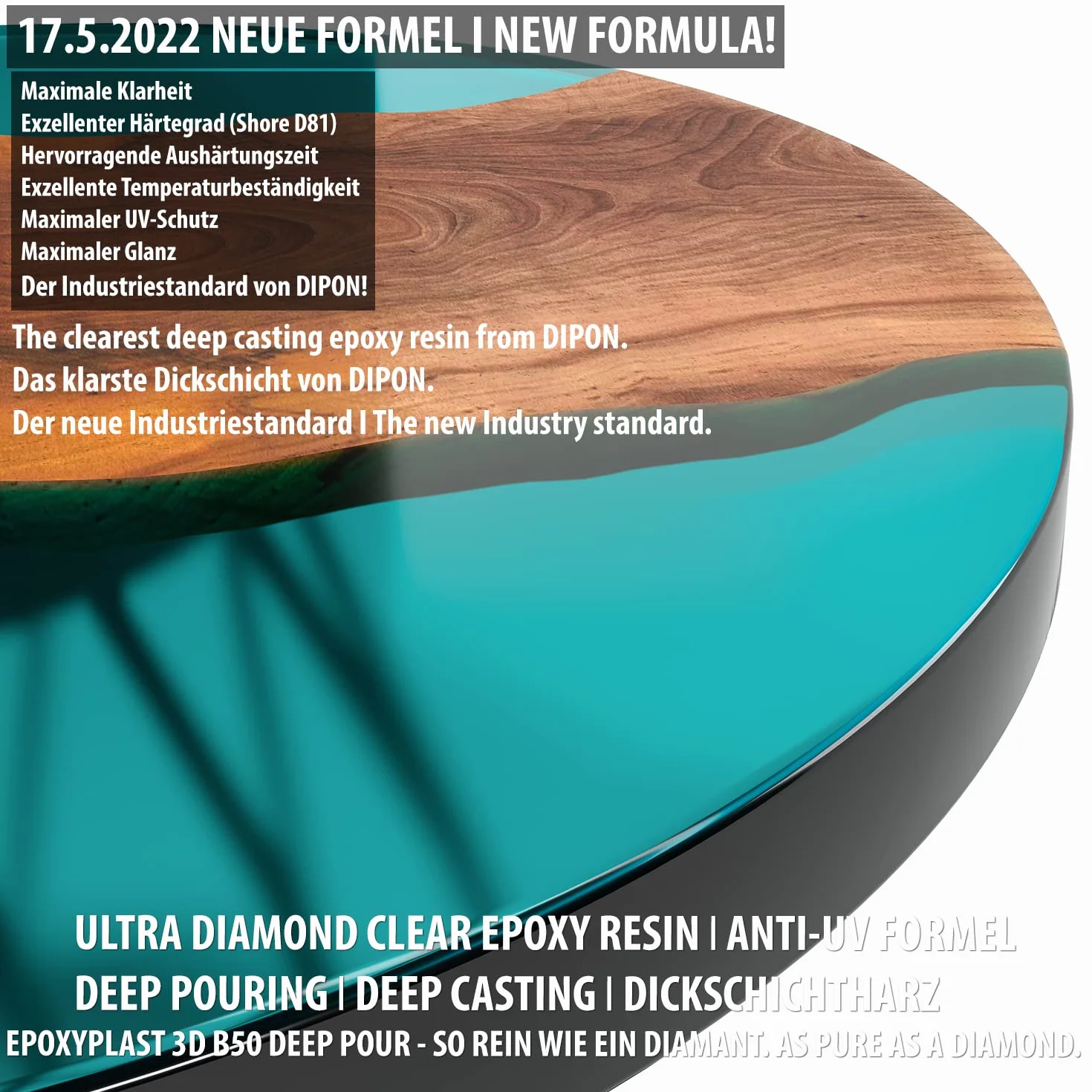15,0 kg Ultra przezroczysta żywica epoksydowa EpoxyPlast 3D B50 DEEP POUR dwuskładnikowy efekt wody I doskonała ochrona przed promieniowaniem UV Biżuteria I żywica odlewana I produkt przezroczysty