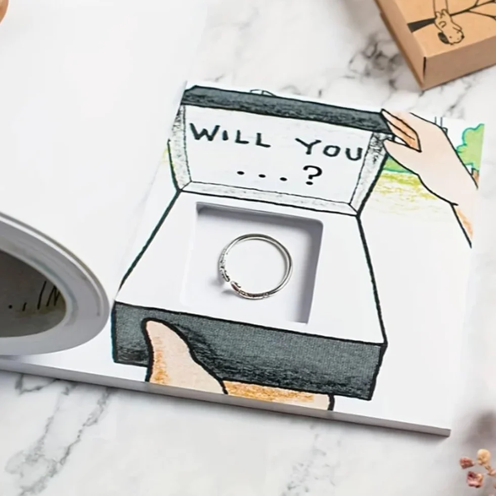 'Proposal Confessionsion' przeprosiny kreatywny ukryty pierścionek z klapką książka prezent niespodzianka klapka zrób to sam ukryty pierścionek niespodzianka zaręczyny propozycja
