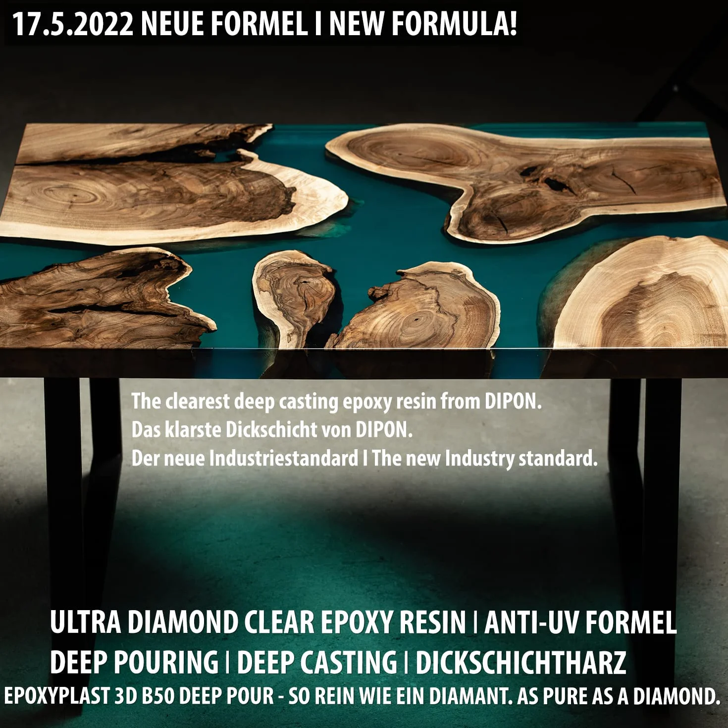 15,0 kg Ultra przezroczysta żywica epoksydowa EpoxyPlast 3D B50 DEEP POUR dwuskładnikowy efekt wody I doskonała ochrona przed promieniowaniem UV Biżuteria I żywica odlewana I produkt przezroczysty