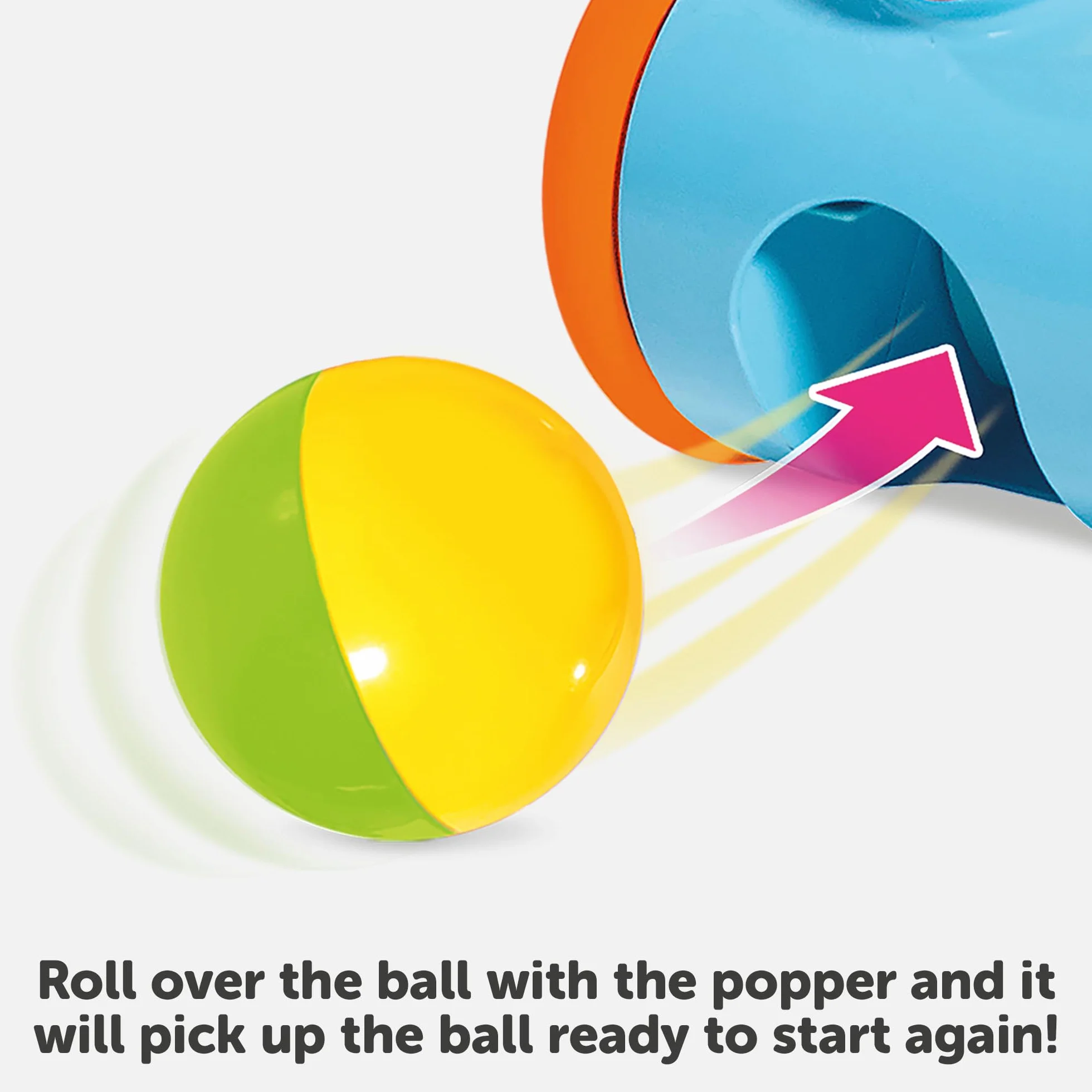 TOMY Toomies Pic and Pop Push Along Baby Toy, Toddler Ball Popper With Ball Launcher And Collector, Suitable For 18 Months, 2 and 3 Year Old Boys and Girls