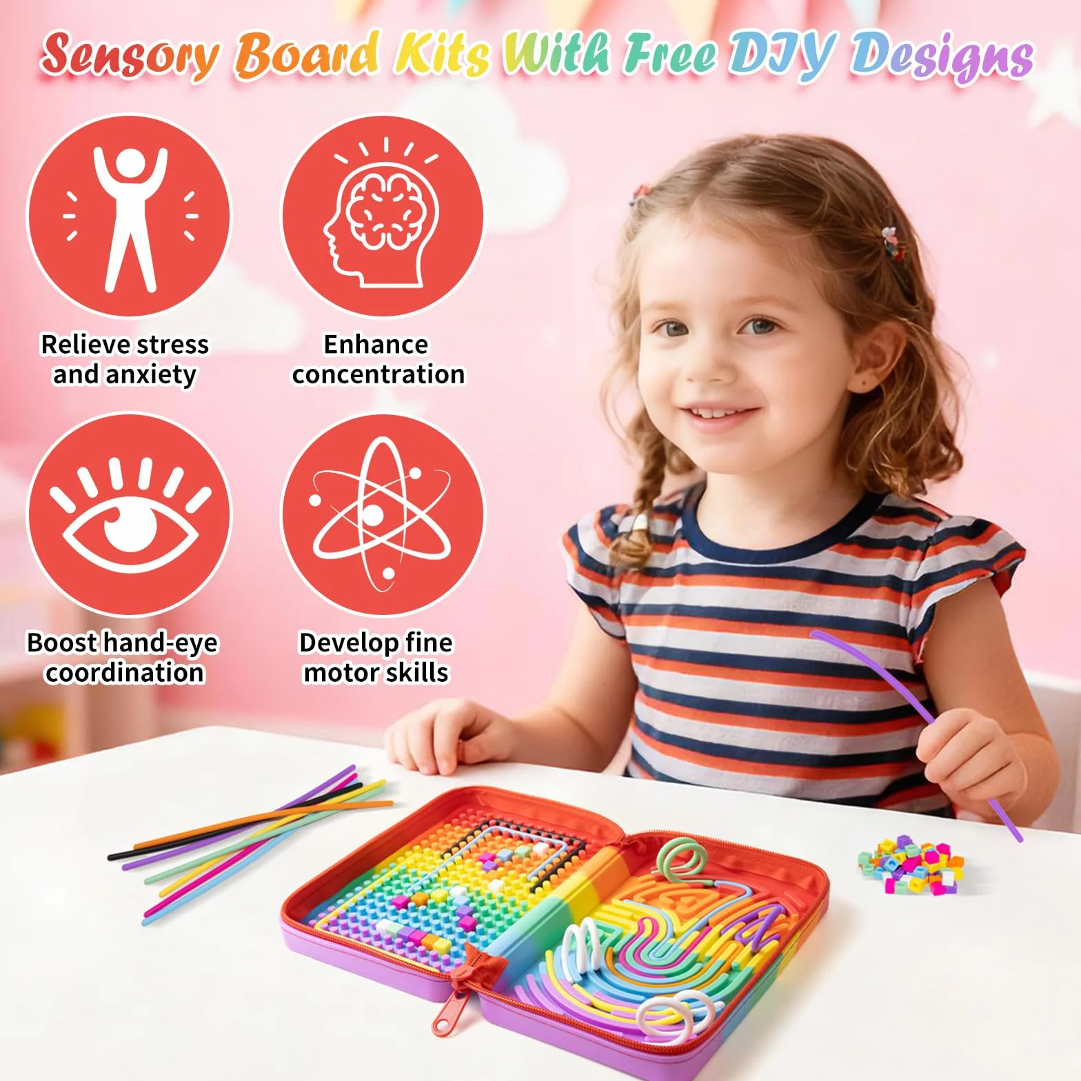 Silikonowa deska do aktywności sensorycznej, zabawka fidget z funkcją przechowywania, wspomagająca koncentrację, dla ADHD i autyzmu