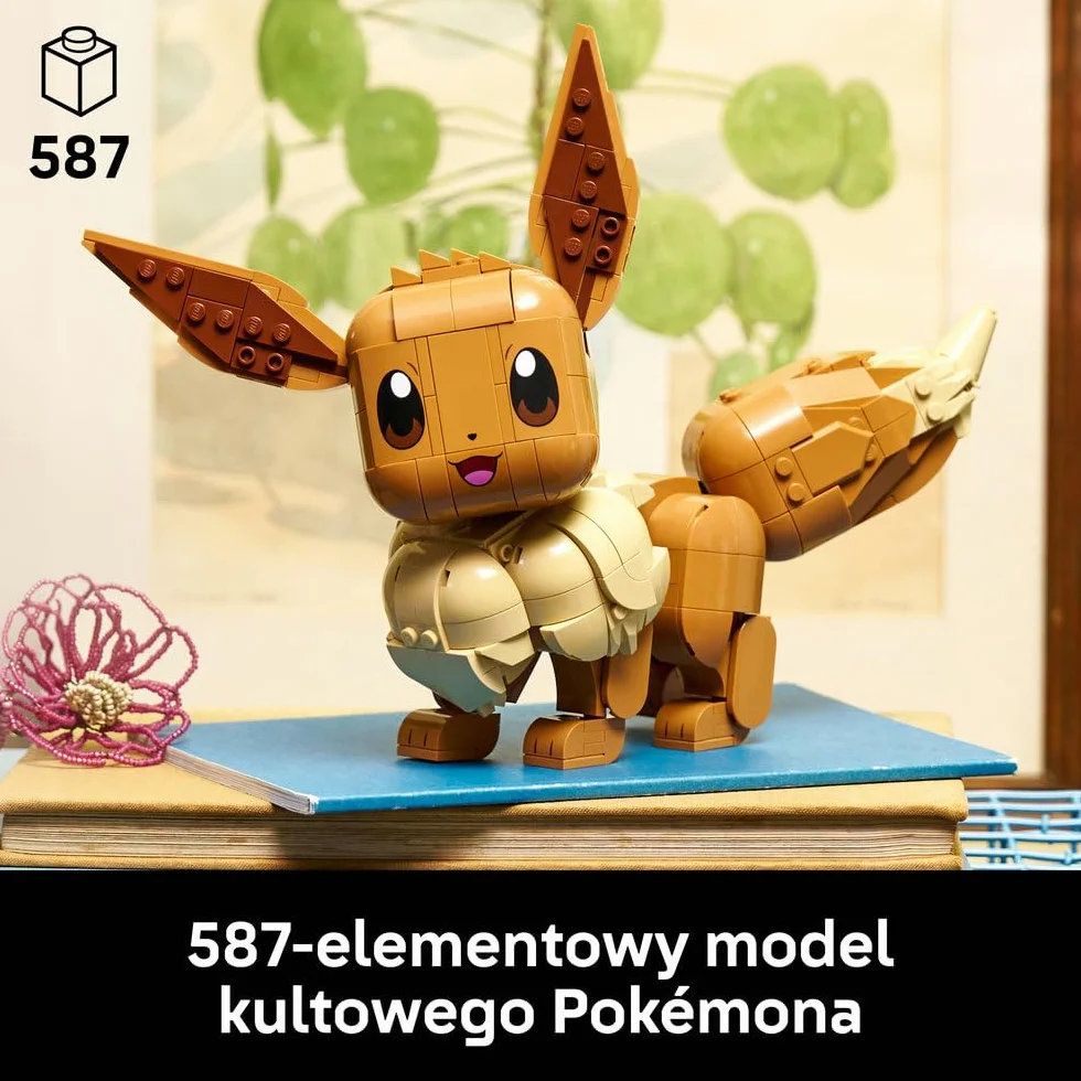 LEGO Pokémon Eevee, zestaw klocków konstrukcyjnych dla dorosłych, ruchoma figurka kolekcjonerska, szczegółowy model Pokémona, pomysł na prezent dla gracza, dla par i fanów gamingowych dekoracji 72151