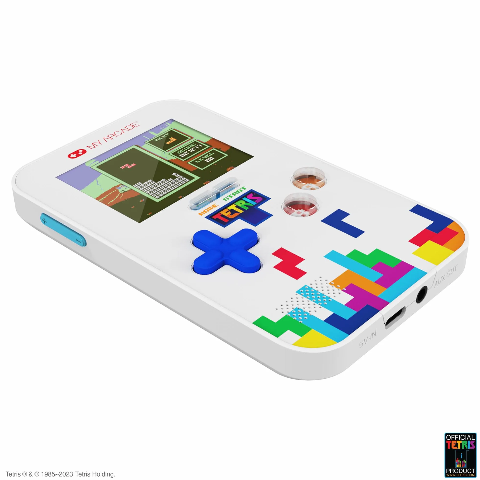 My Arcade Tetris Go Gamer: Retro gra wideo, ręczna konsola Tetris z 301 grami dla dzieci i dorosłych, ekran 2,5 cala