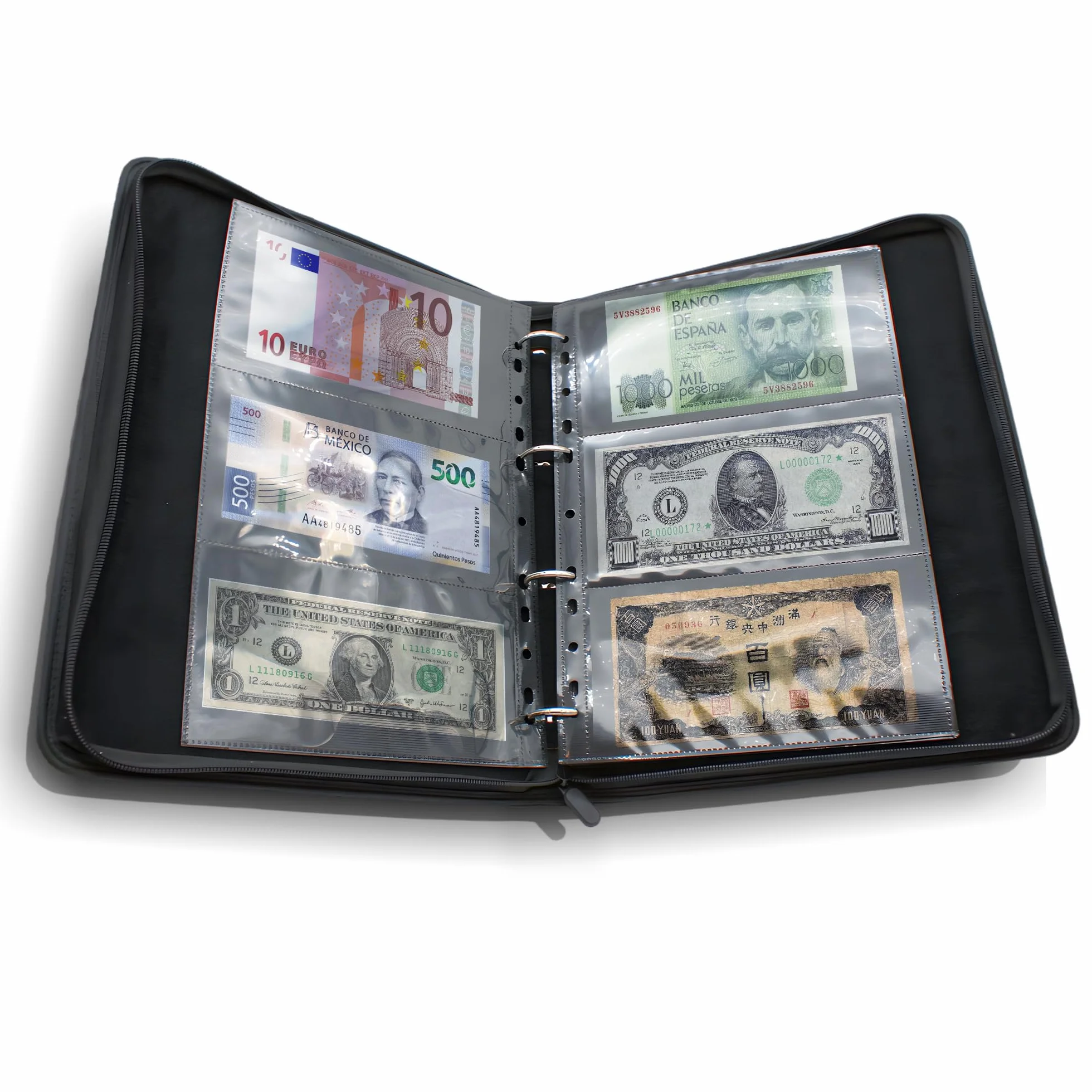 Album na banknoty DOJA Barcelona 120 kieszeni PU Organizer Portfel 33x27
