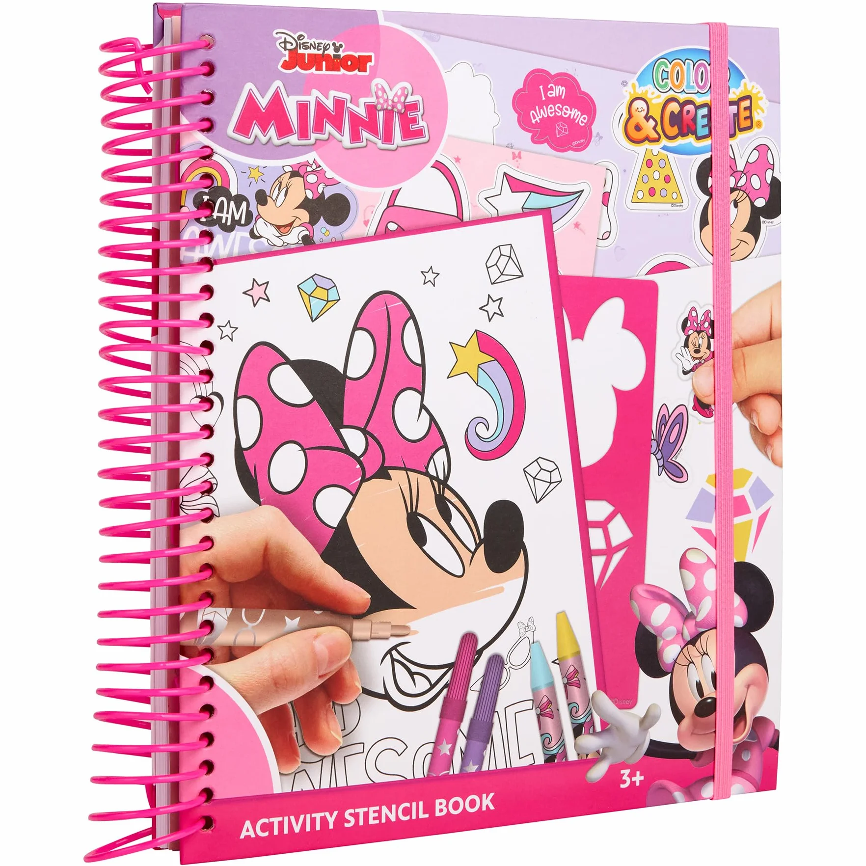Disney Minnie Mouse – Zestaw Kreatywny z Naklejkami, Szablonami i Kolorowankami – Zestaw Do Rysowania i Kolorowania Dla Dzieci od 3 Lat – Idealny w Podróży i w Domu (MM24356)