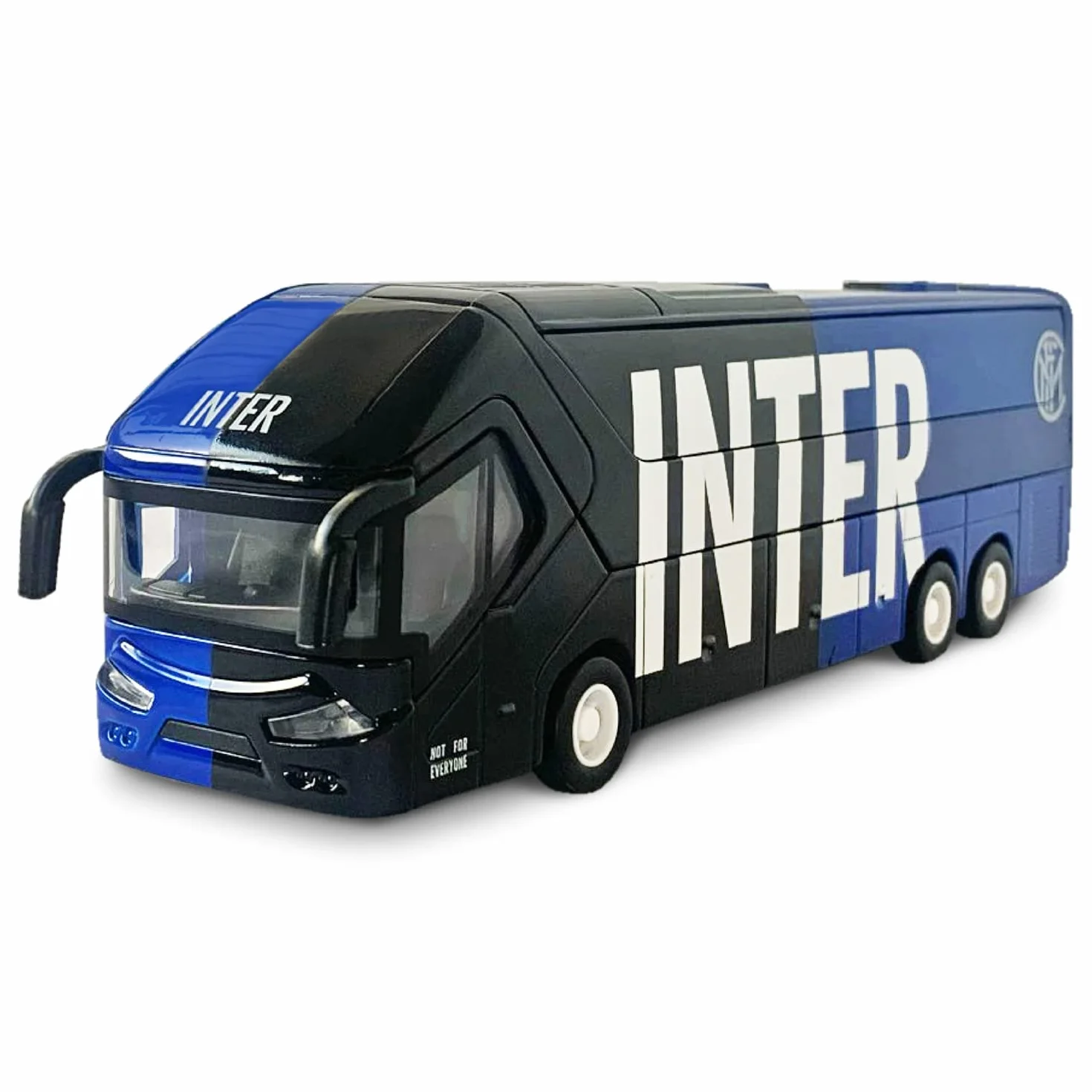 Mondo Motors - Pullman F.C. International Milano - Zabawkowy model - Bus z tylnym sprzęgłem wyciągowym - Kolor czarny jasnoniebieski - 51214