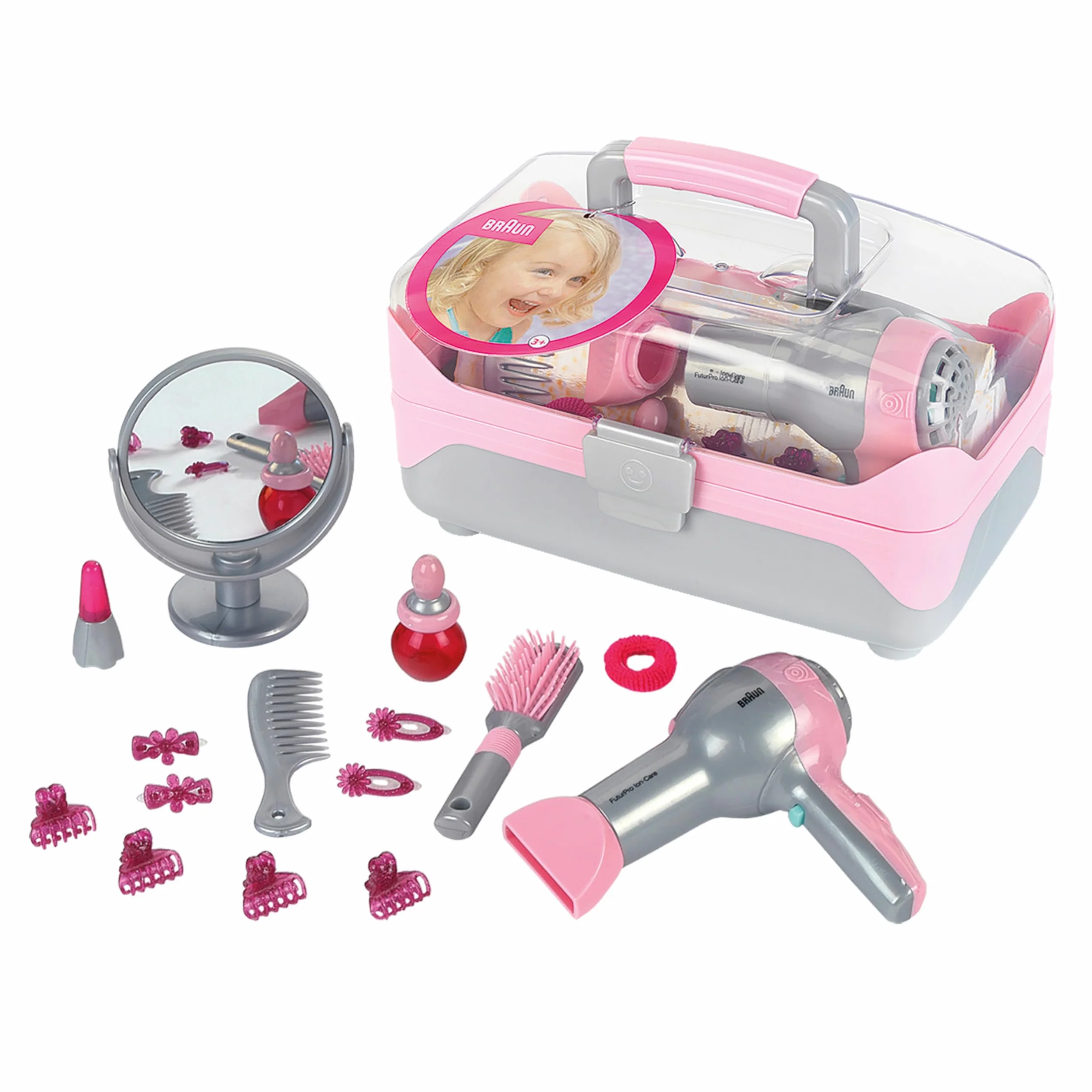 Theo Klein 5862 Braun Hairdresser's Case with Battery-Powered Hairdryer and Styling Accessories Toy for Children 3+
