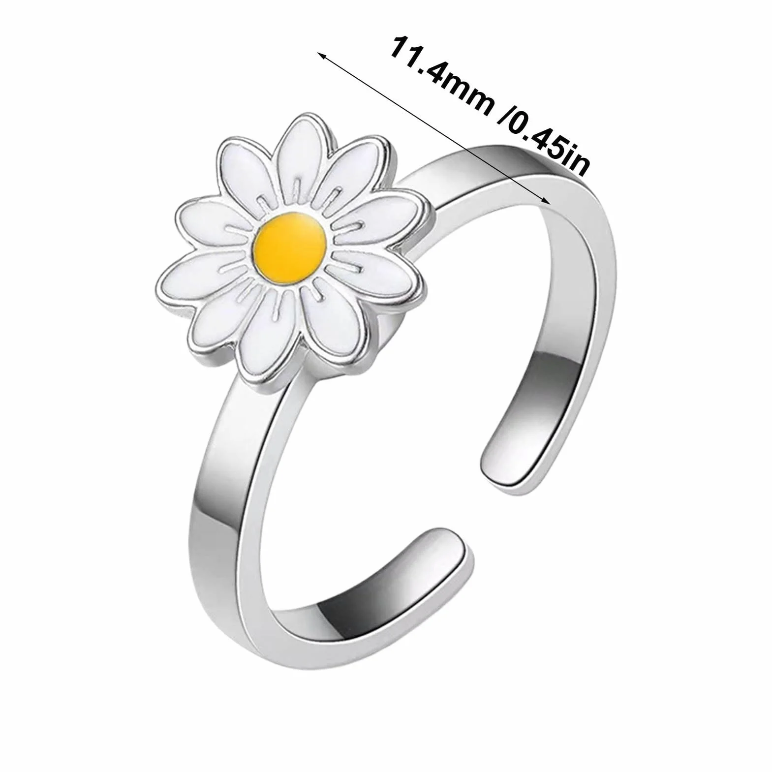 Fidget Rings, Spinner Jewelry, Fidget Rings do ?agodzenia stresu, 4-cz??ciowy zestaw z motywami ksi??yca, s?o?ca i kwiatów, ?atwe w u?yciu ?dzie do modowania, stylowe akcesoria dla dziewcz?t, nast