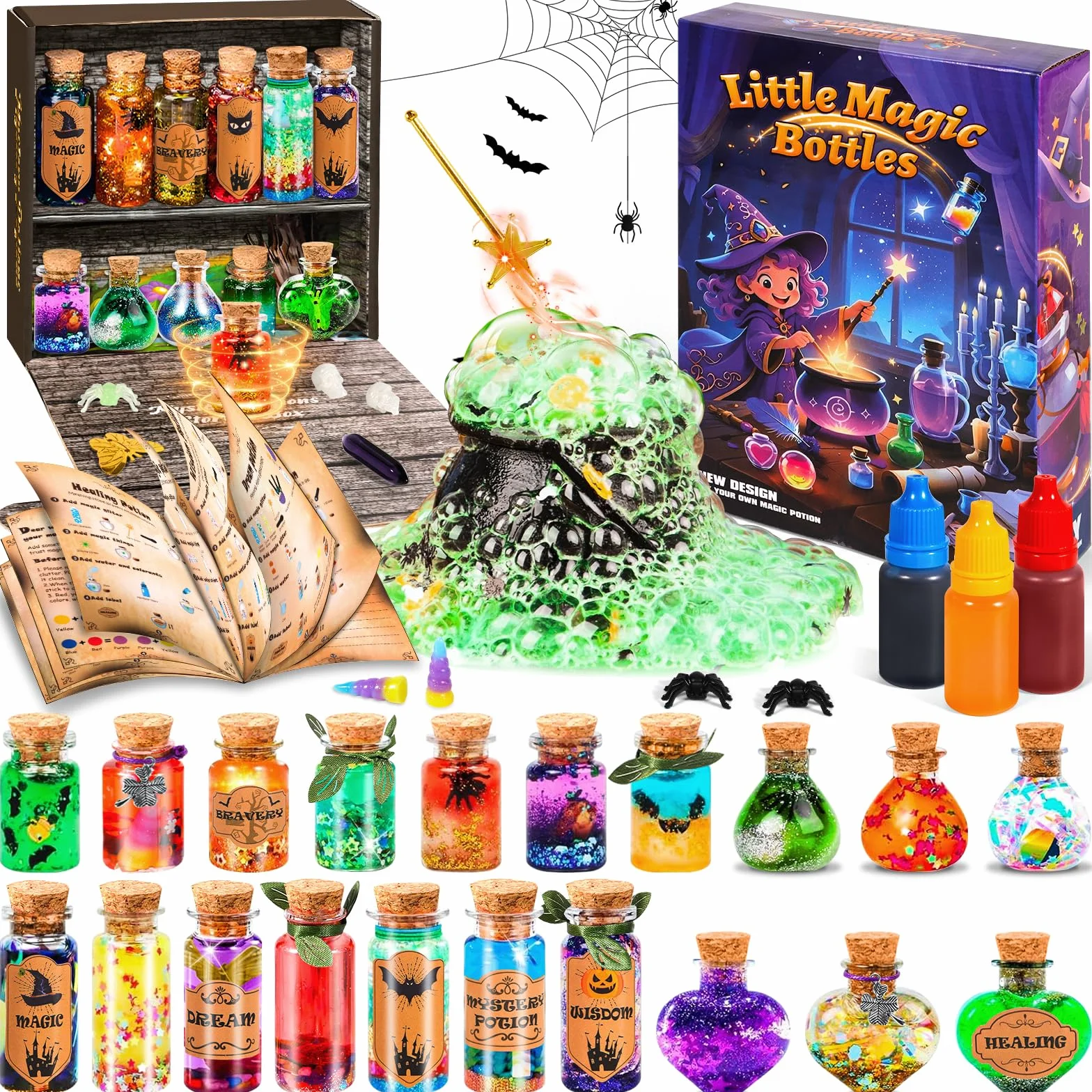 Magiczna mikstura Zestaw Dziecko, miesza 20 butelek magicznej mikstury z magicznym garnkiem, zabawki rzemieślnicze kreatywne prezent dla chłopców i dziewcząt, DIY Zestawy do rękodzieła