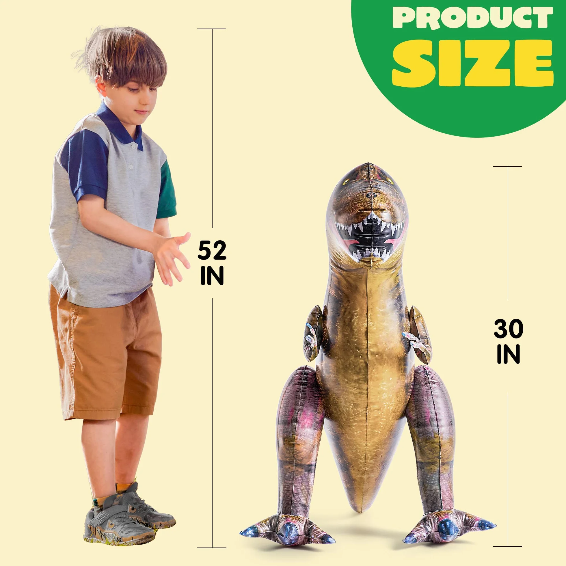 JOYIN nadmuchiwany T.rex dinozaur, nadmuchiwany tyranozaur rex jako dekoracja na imprezę, 76 cm nadmuchiwany dinozaur jako prezent urodzinowy dla dzieci i dorosłych