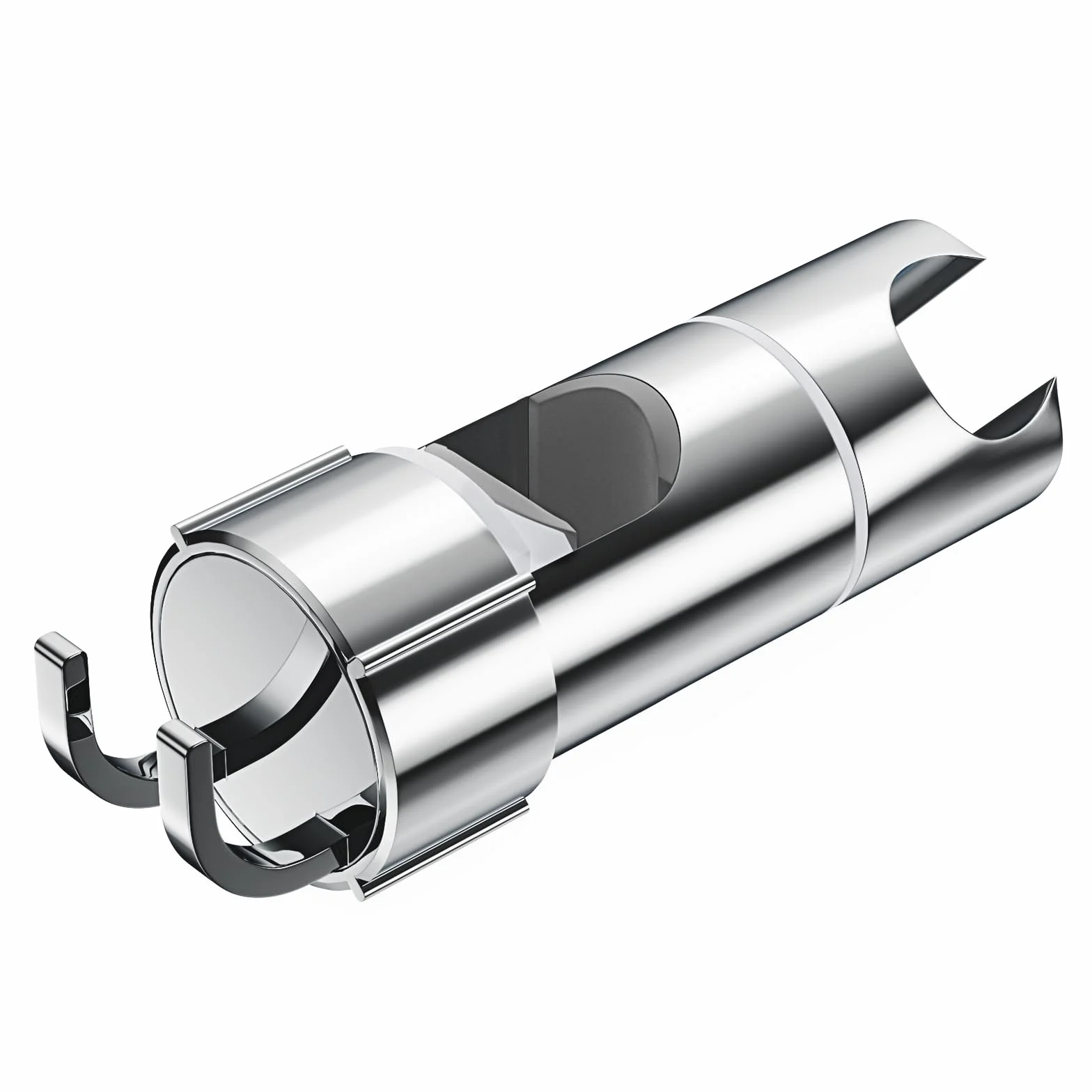 Alyvisun Uniwersalny Uchwyt na Słuchawkę Prysznicową z 2 Haczykami, Regulowany Uchwyt Prysznicowy do Pręta Prysznicowego 16-27mm, Chromowany Uchwyt do Głowicy Prysznicowej, Łatwy Montaż