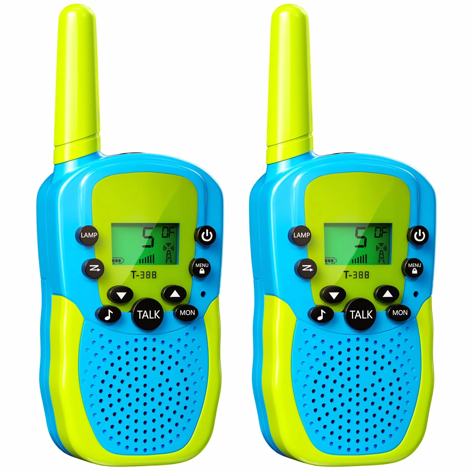 2 sztuki Walkie Talkie, VOX Walkie Talkie dla dzieci, 2-drożne radio z 22 kanałami, podświetlana latarka LED, zakres 3 km na przygody na świeżym powietrzu, kemping, wędrówki