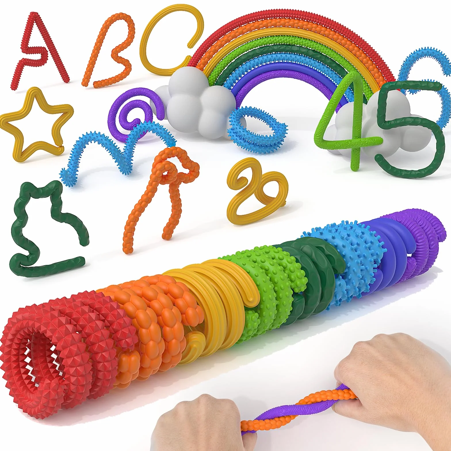 Fidget Toys 8 sztuk – teksturowany silikon Fidget sensoryczny Stick zabawka dla dzieci i dorosłych, zabawka łagodząca stres, prezent dla osób z autyzmem i ADHD