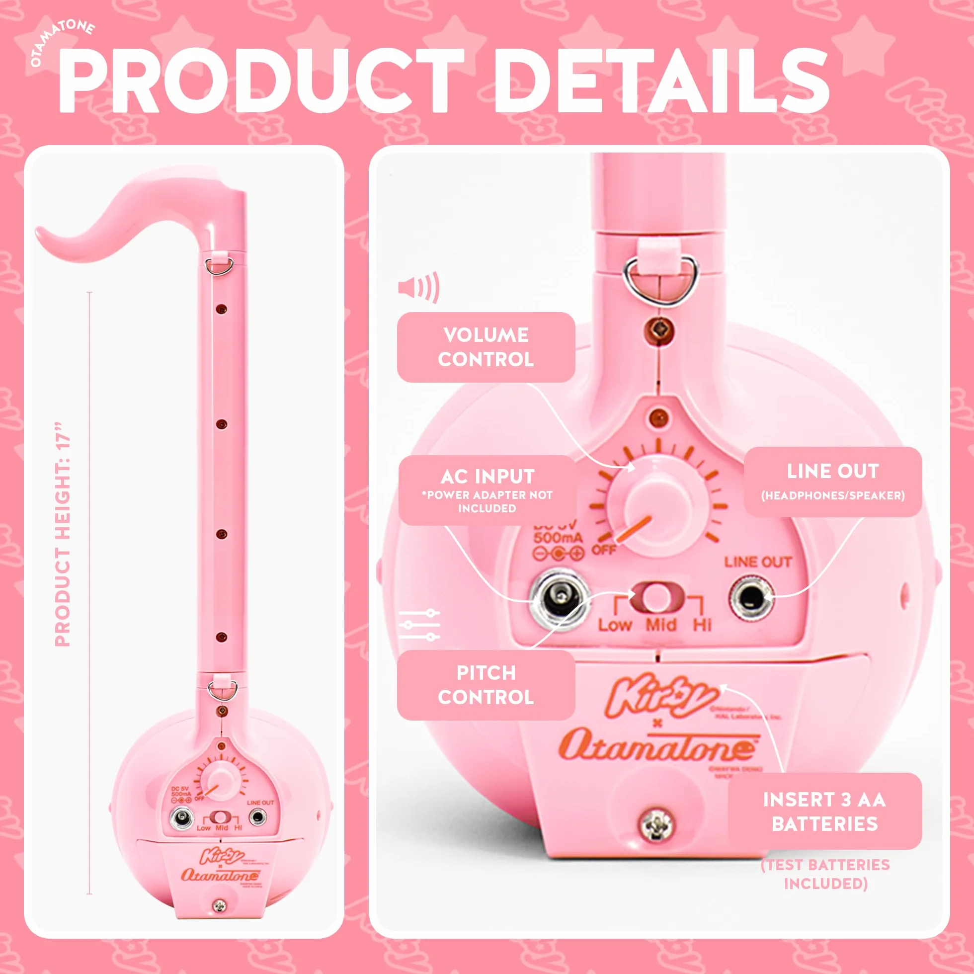 Otamatone Deluxe Kirby Japoński elektroniczny instrument muzyczny syntezator dotykowy