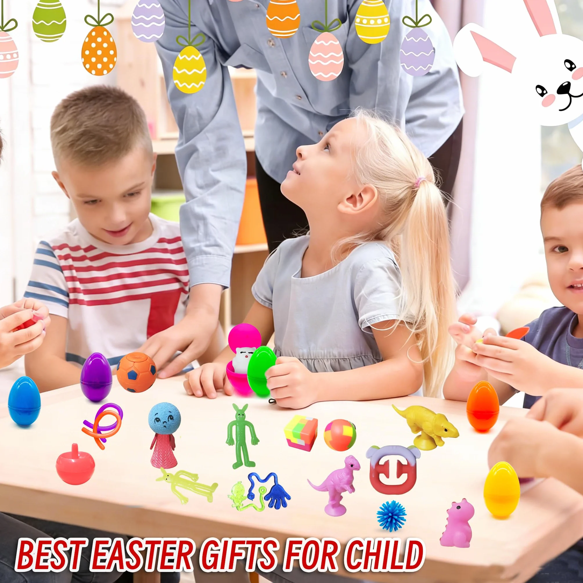 Lubibi 24 wstępnie napełnione jajka wielkanocne wypełnione,Mochi Squishy sensoryczne dla dzieci,jajka wielkanocne do napełniania, akcesoria imprezowe, na imprezę, polowanie，chłopców i dziewczynek