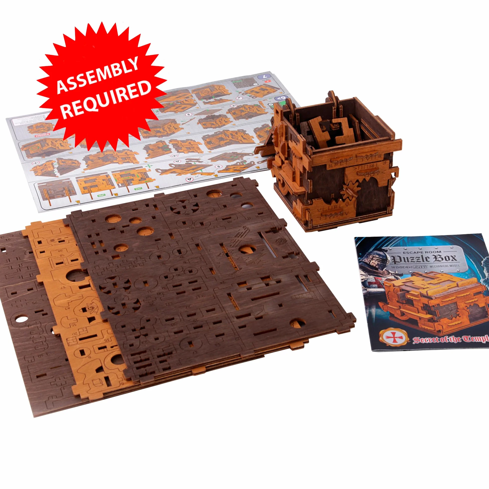 WOODEN.CITY Escape Room Drewniane pudełko na puzzle 3D dla dorosłych i młodzieży, pudełko na puzzle z mechanizmem skrzynki na kluebox - mechaniczne drewniane pudełko na puzzle, unikalne pudełko na