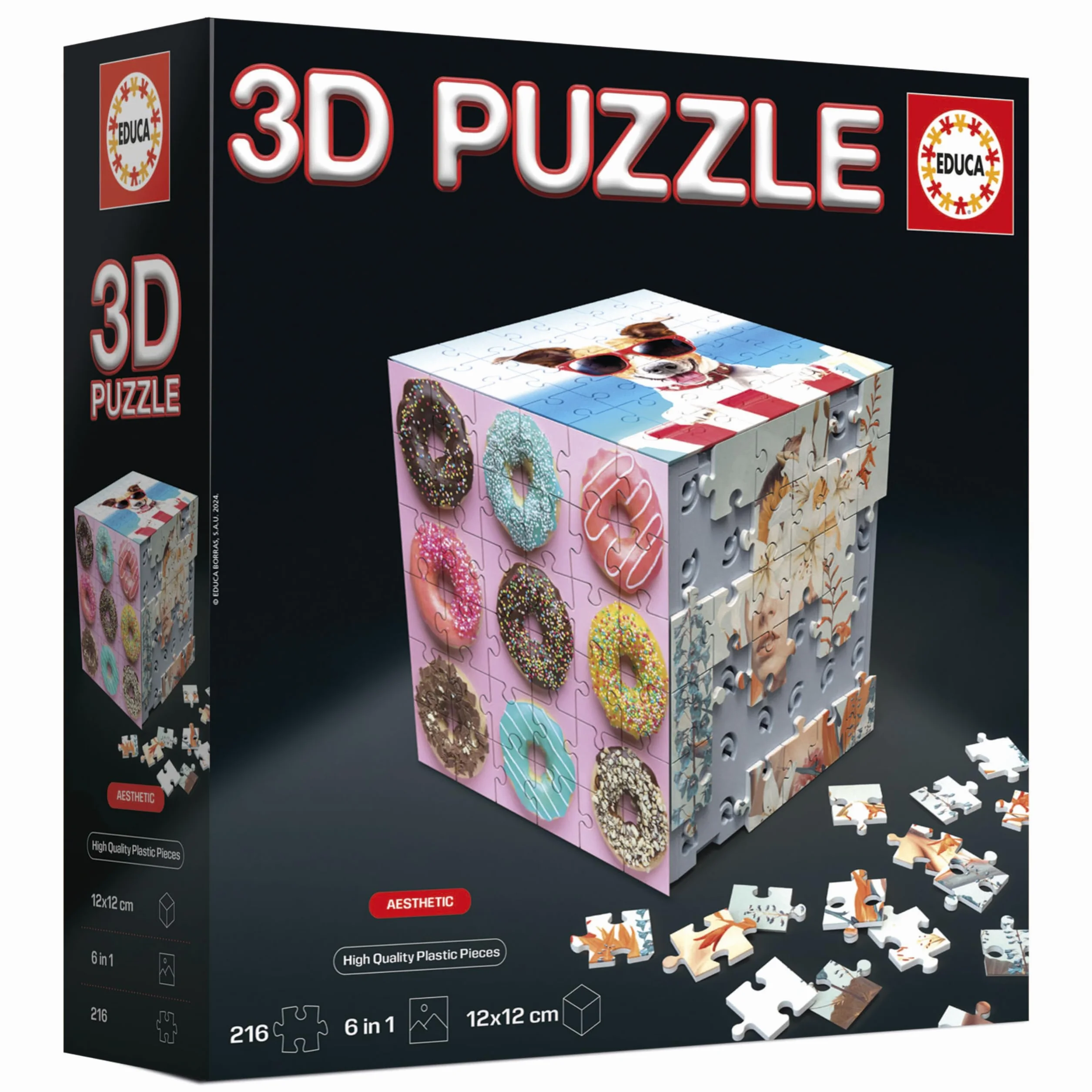 Educa - Puzzle 3D Cube Animals. Od 6 lat (20125)